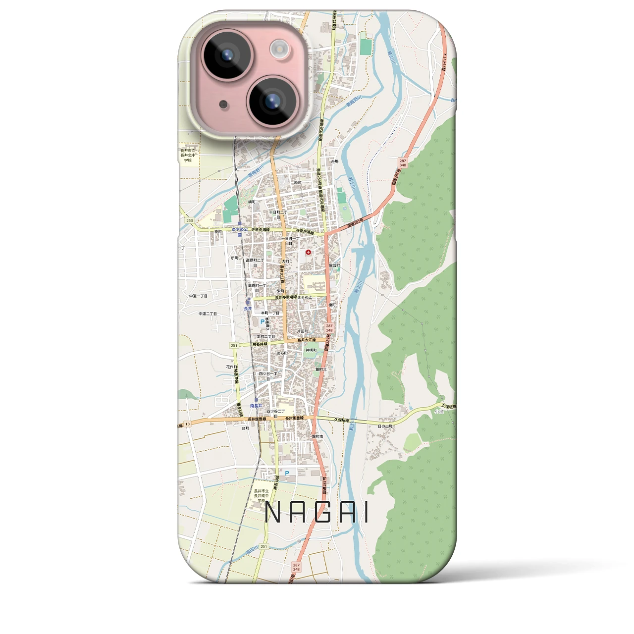 【長井(山形県)】地図柄iPhoneケース(バックカバータイプ)