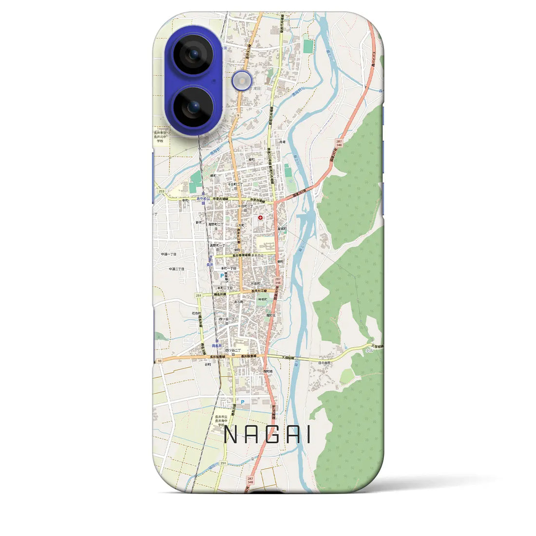 【長井(山形県)】地図柄iPhoneケース(バックカバータイプ)ブラック・iPhone 16 Pro Max 用