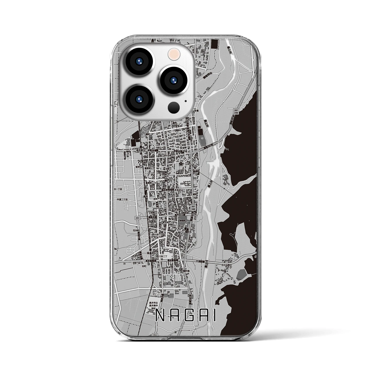 【長井(山形県)】地図柄iPhoneケース(クリアタイプ)