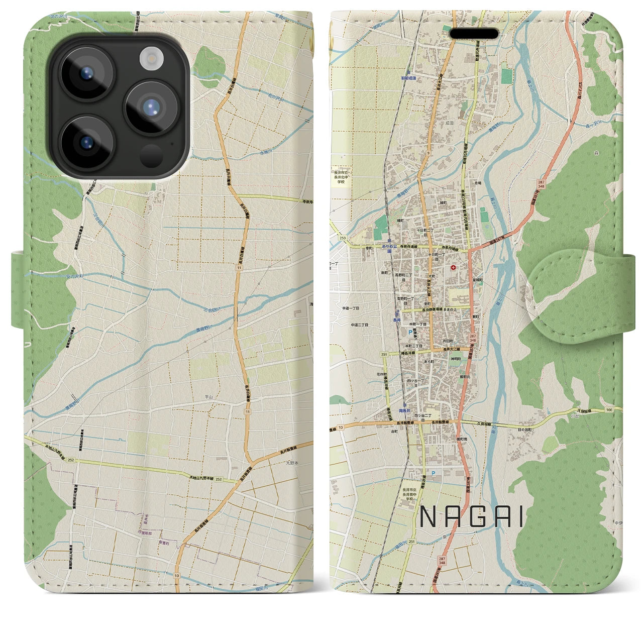 【長井(山形県)】地図柄iPhoneケース(手帳タイプ)