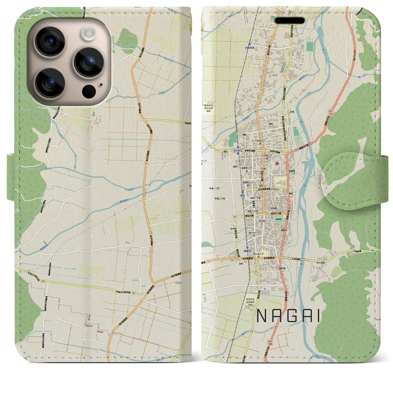 【長井(山形県)】地図柄iPhoneケース(手帳タイプ)