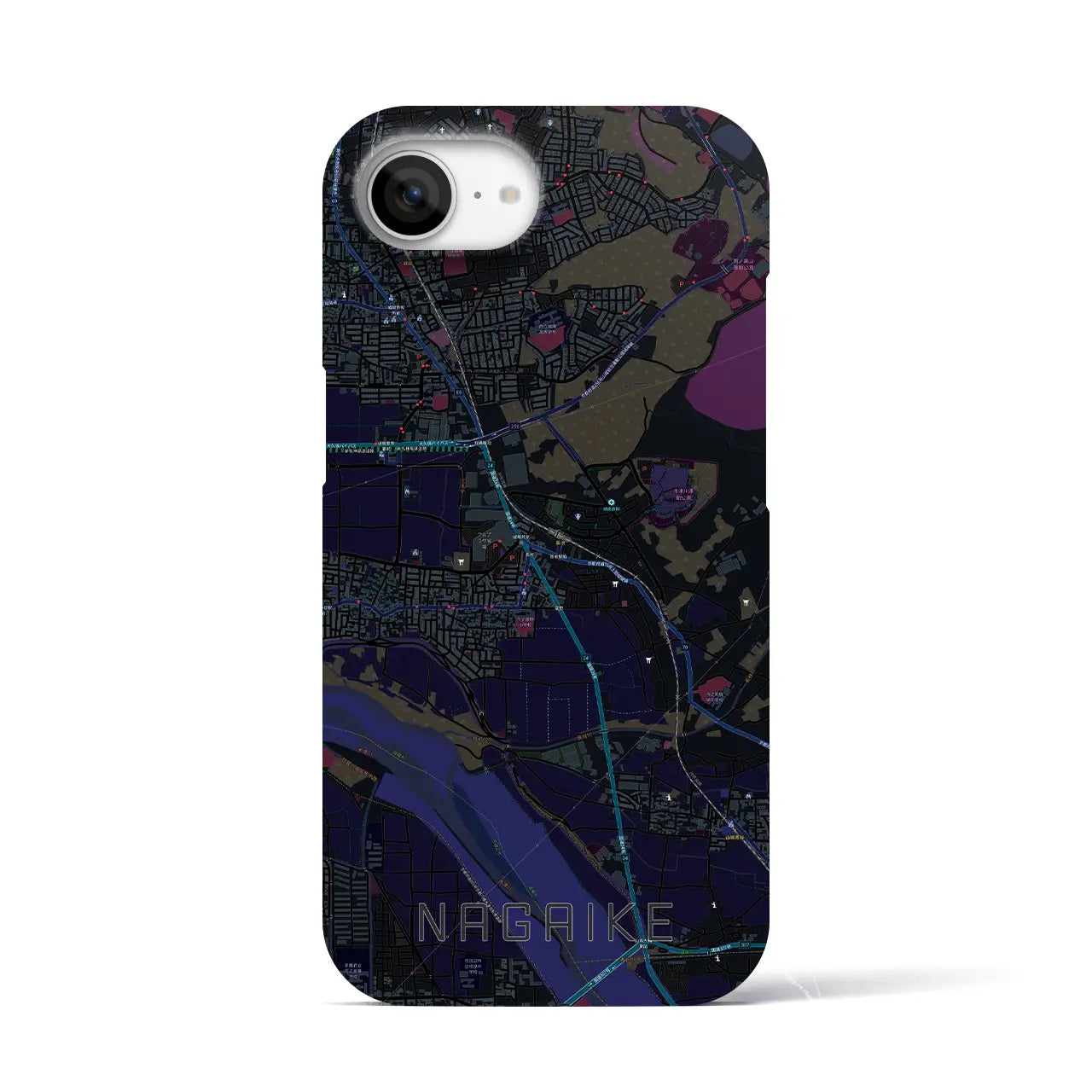【長池(京都府)】地図柄iPhoneケース(バックカバータイプ)