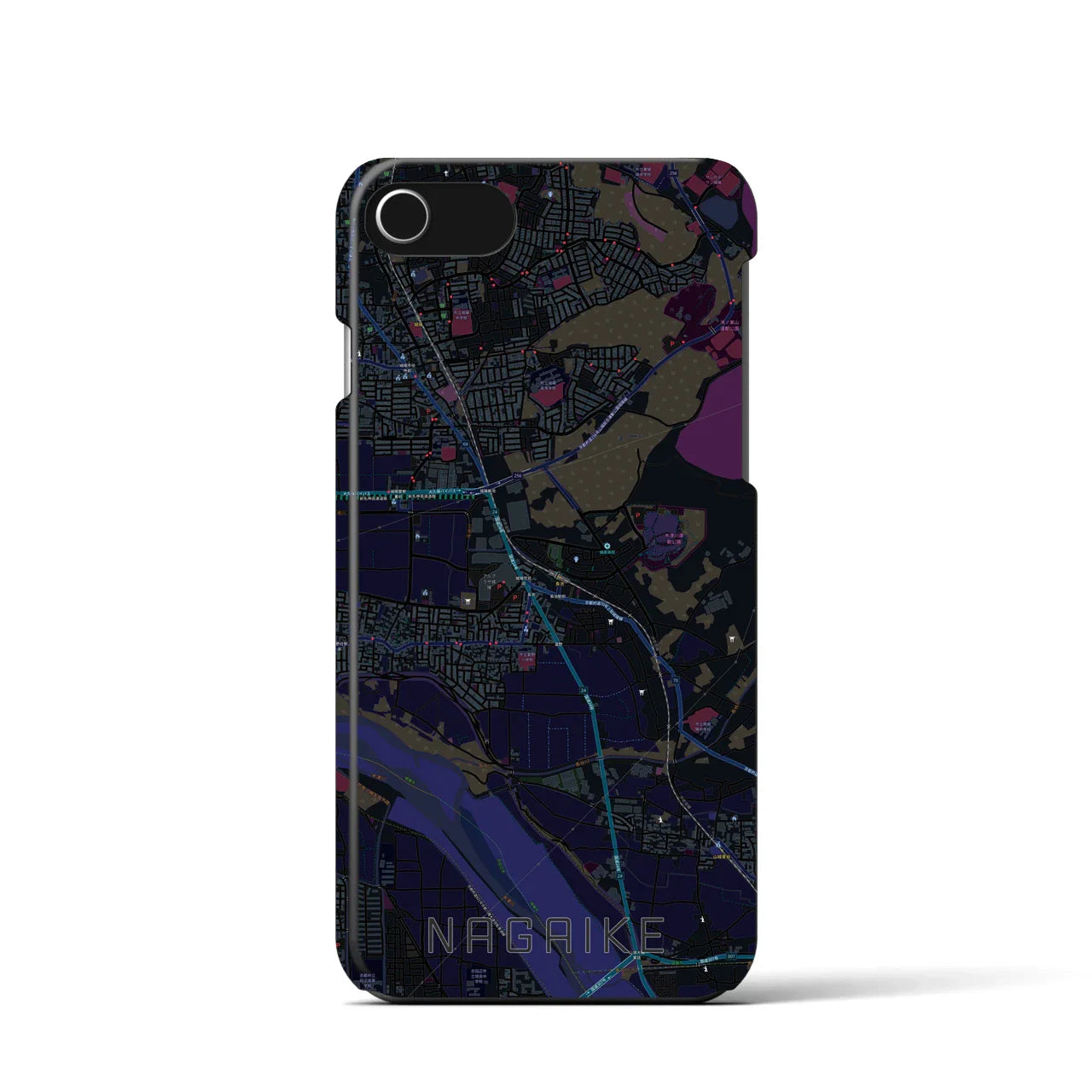 【長池(京都府)】地図柄iPhoneケース(バックカバータイプ)