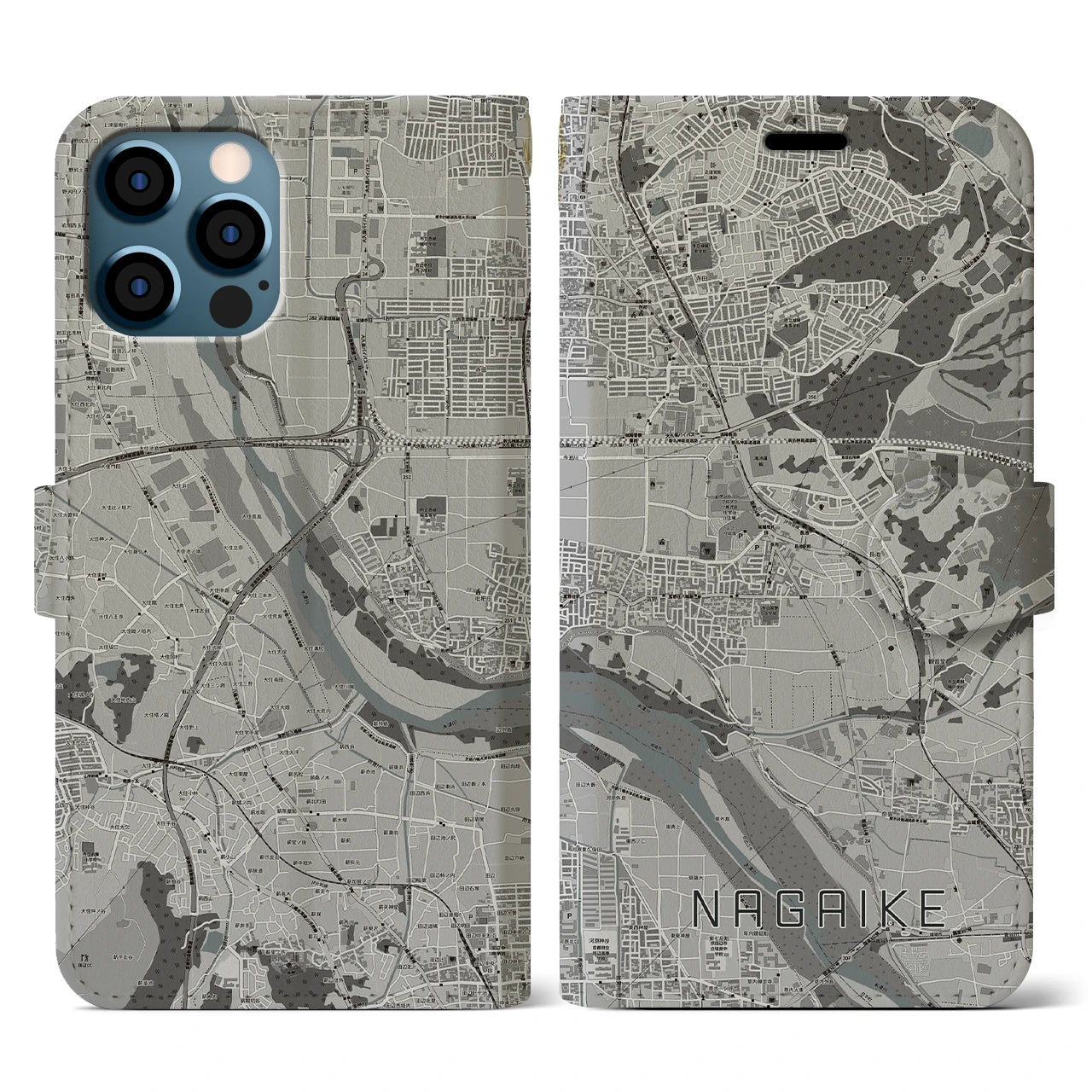 【長池(京都府)】地図柄iPhoneケース(手帳タイプ)