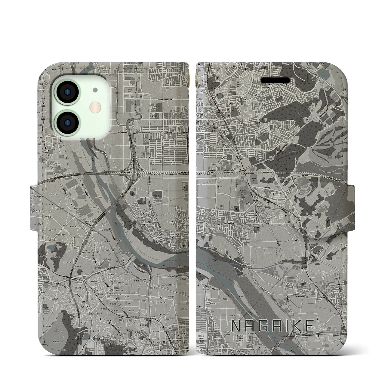 【長池(京都府)】地図柄iPhoneケース(手帳タイプ)