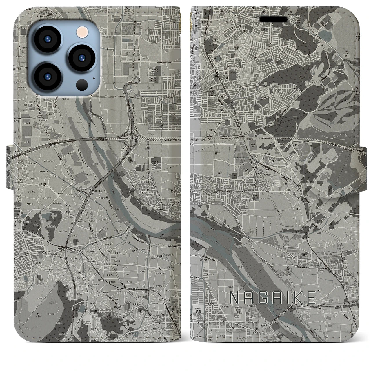 【長池(京都府)】地図柄iPhoneケース(手帳タイプ)