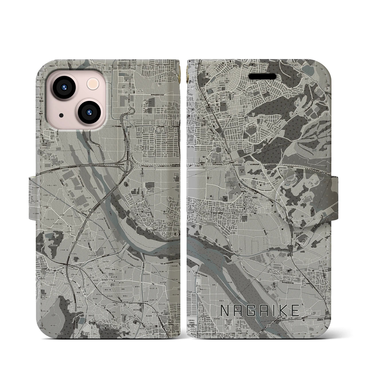 【長池(京都府)】地図柄iPhoneケース(手帳タイプ)