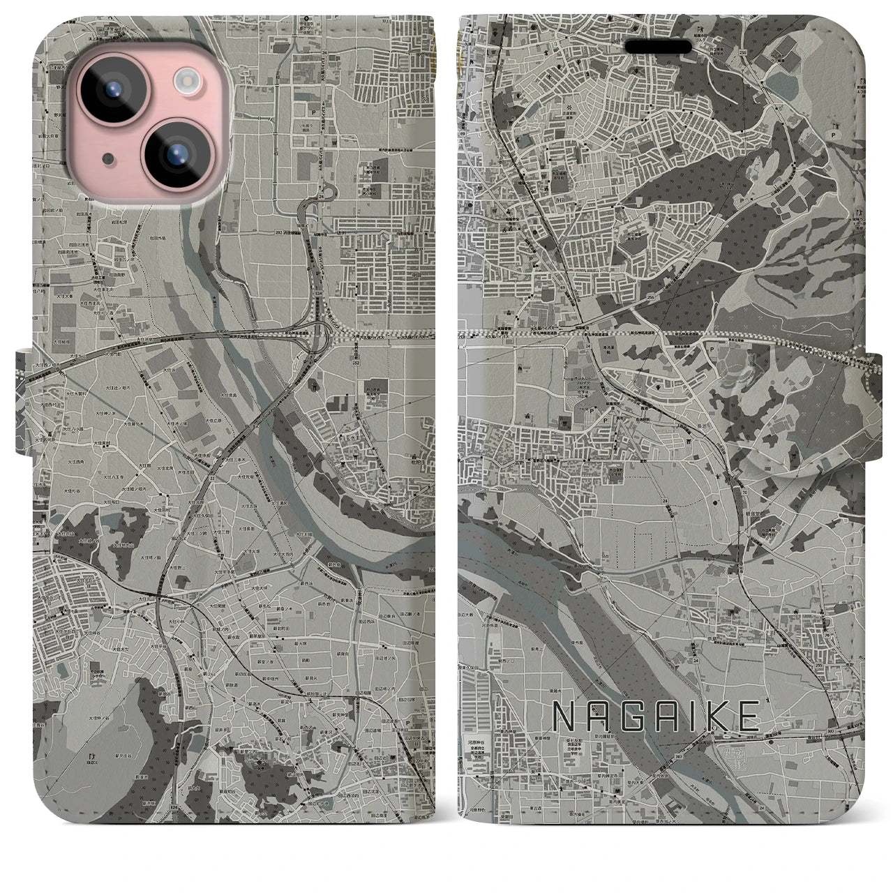 【長池(京都府)】地図柄iPhoneケース(手帳タイプ)