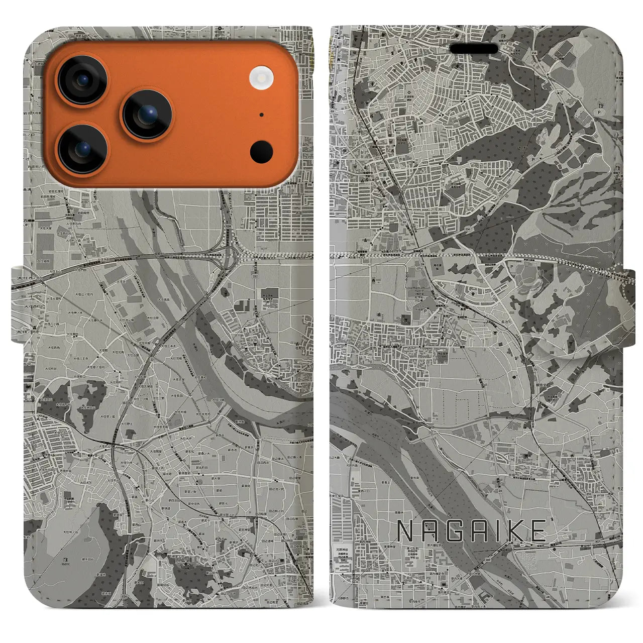 【長池(京都府)】地図柄iPhoneケース(手帳タイプ)