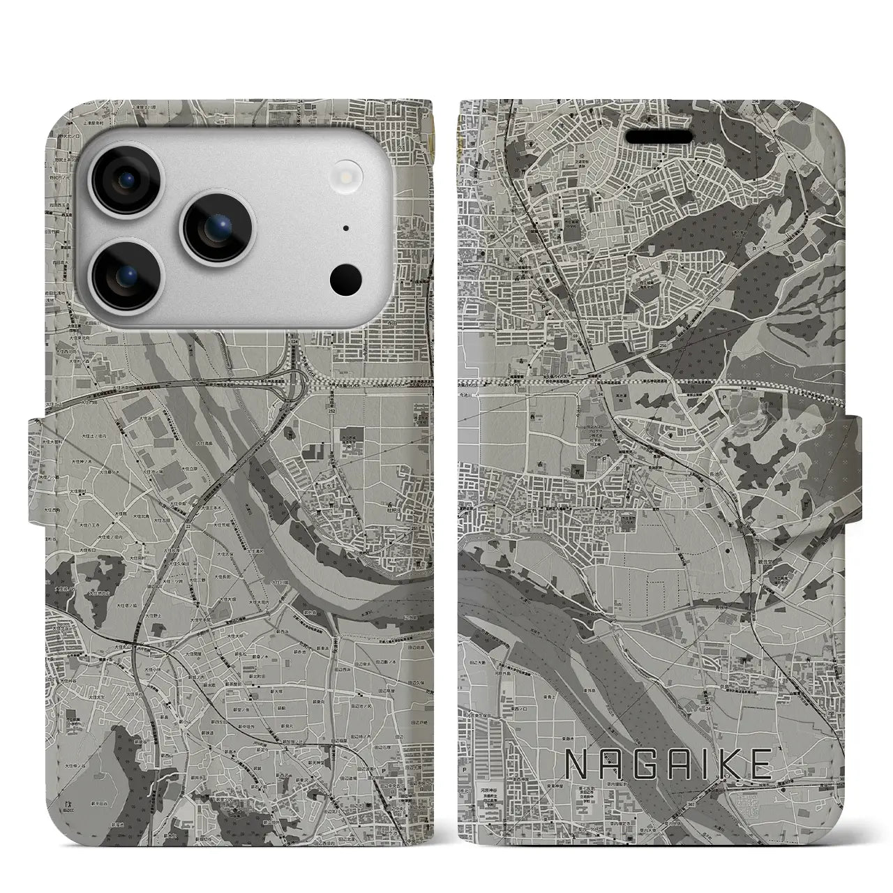 【長池(京都府)】地図柄iPhoneケース(手帳タイプ)