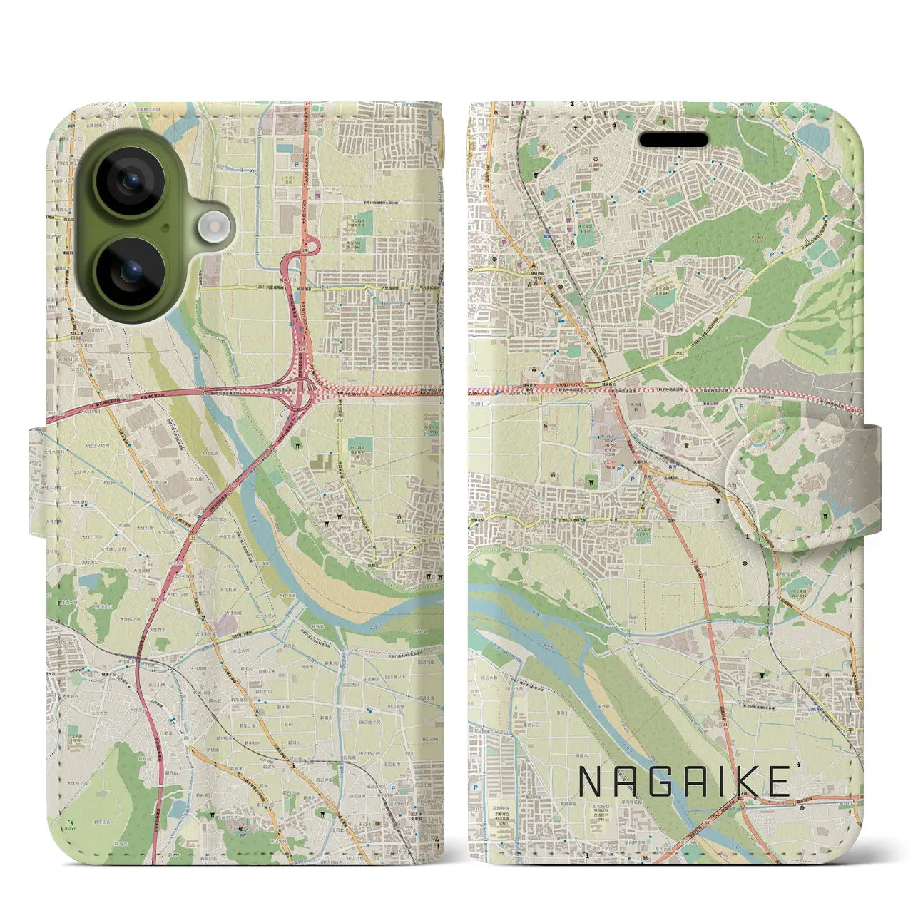 【長池(京都府)】地図柄iPhoneケース(手帳タイプ)