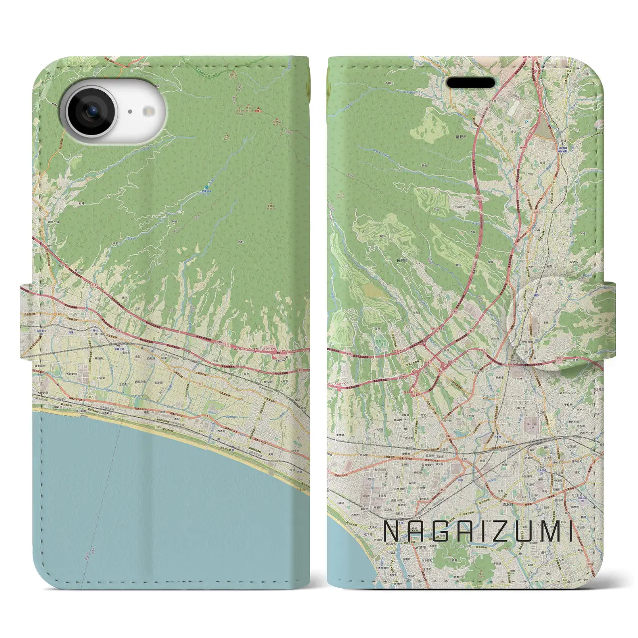 【長泉(静岡県)】地図柄iPhoneケース(手帳タイプ)