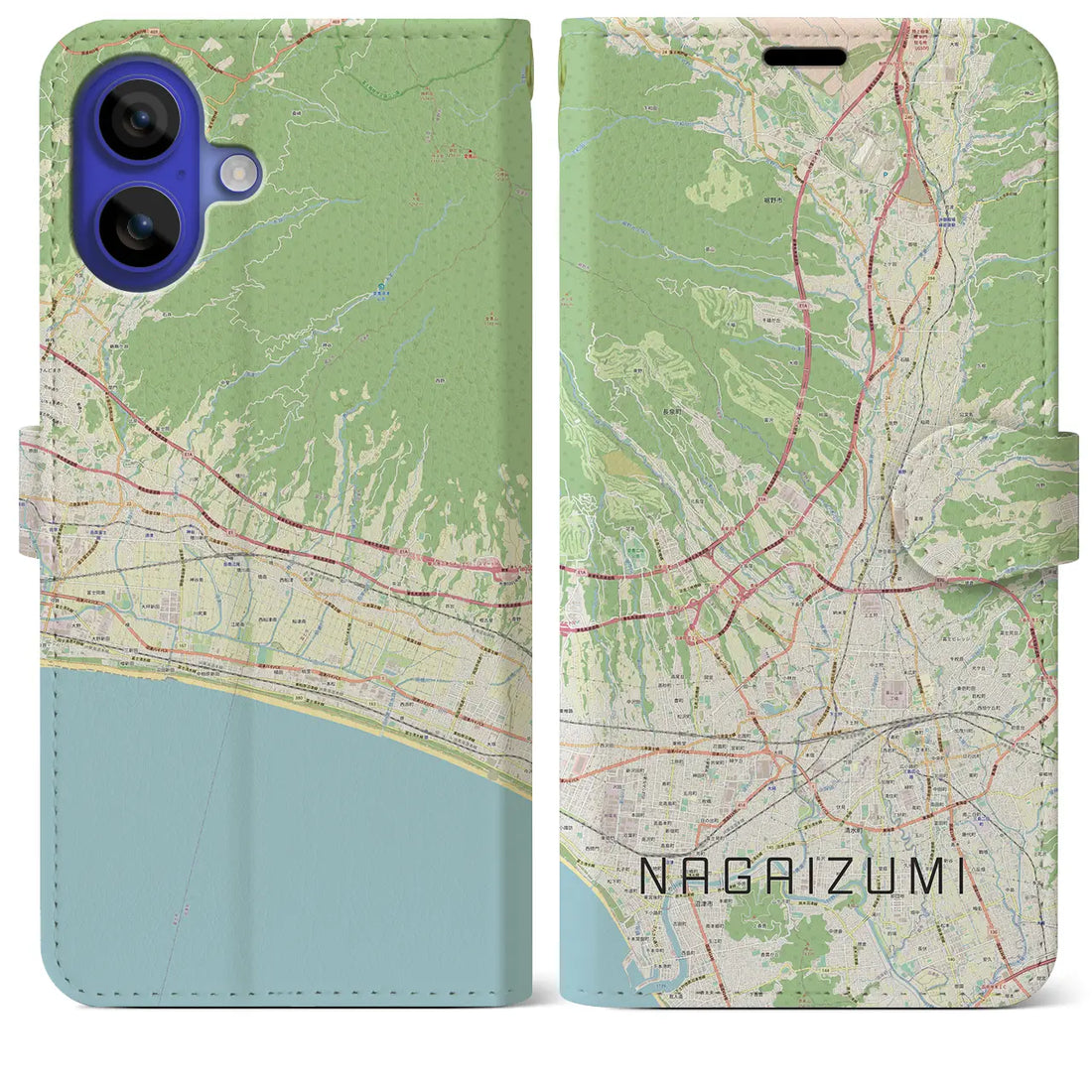 【長泉(静岡県)】地図柄iPhoneケース(手帳タイプ)ナチュラル・iPhone 16 Pro Max 用