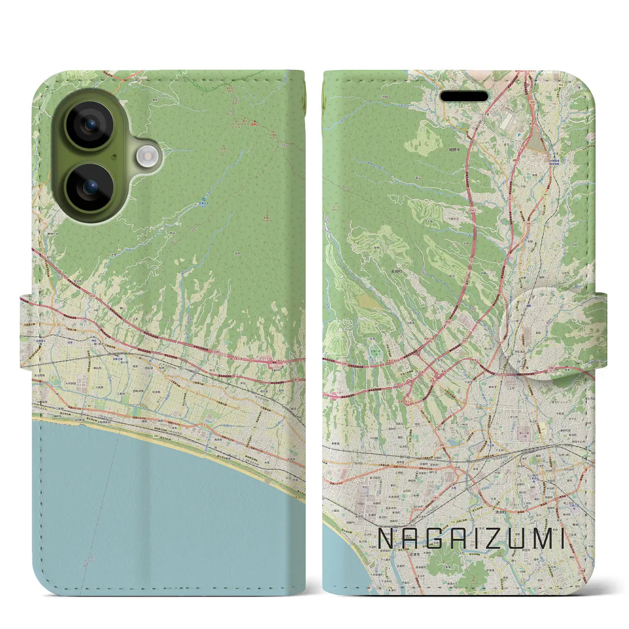 【長泉(静岡県)】地図柄iPhoneケース(手帳タイプ)