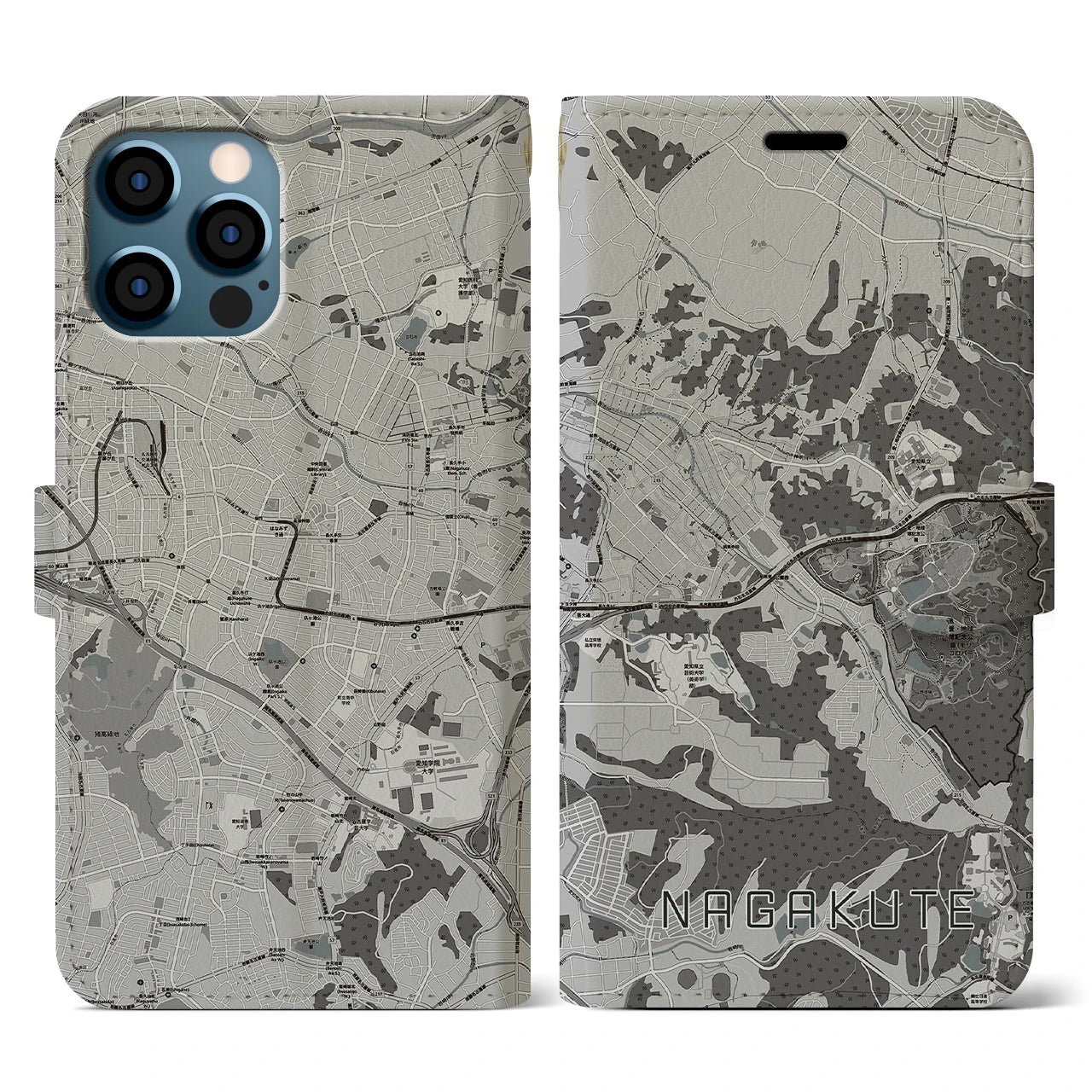 【長久手(愛知県)】地図柄iPhoneケース(手帳タイプ)