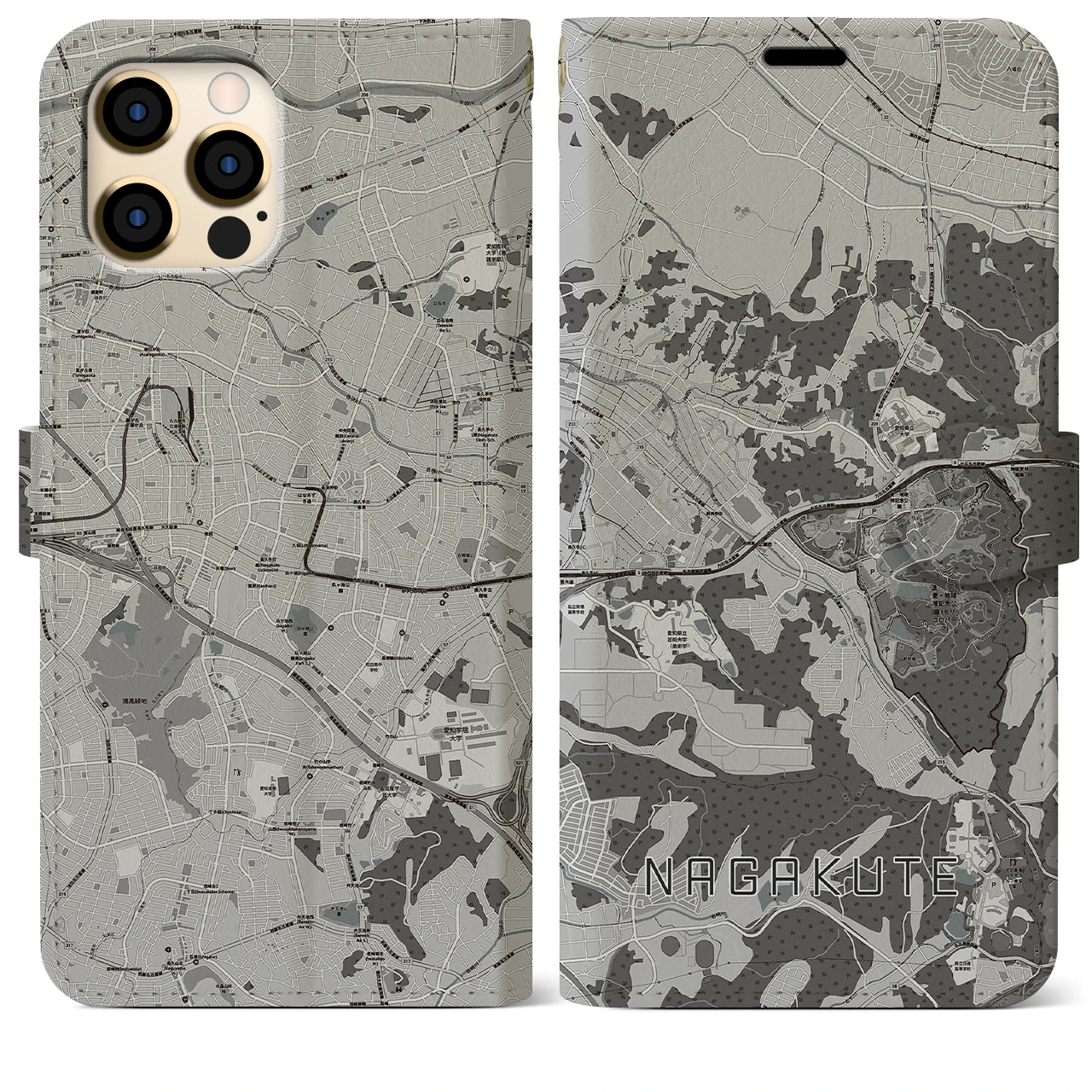 【長久手(愛知県)】地図柄iPhoneケース(手帳タイプ)