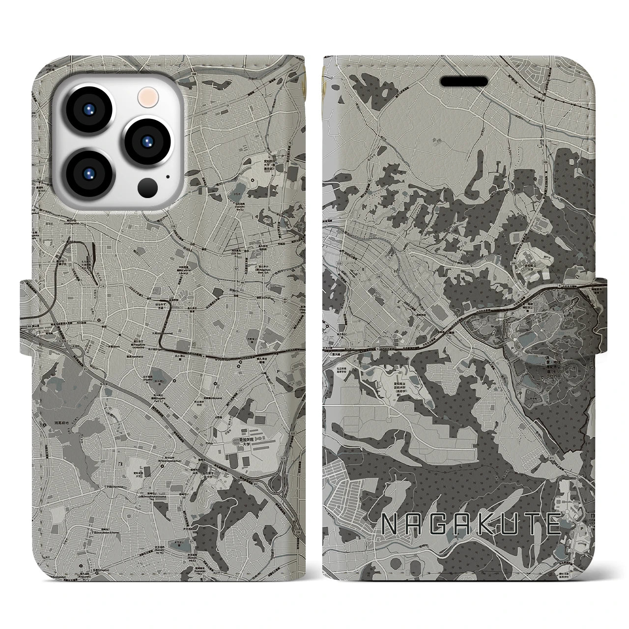 【長久手(愛知県)】地図柄iPhoneケース(手帳タイプ)