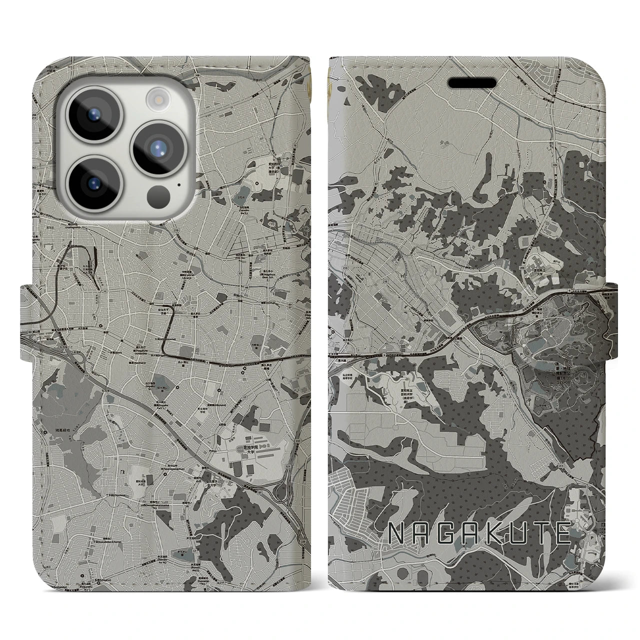 【長久手(愛知県)】地図柄iPhoneケース(手帳タイプ)