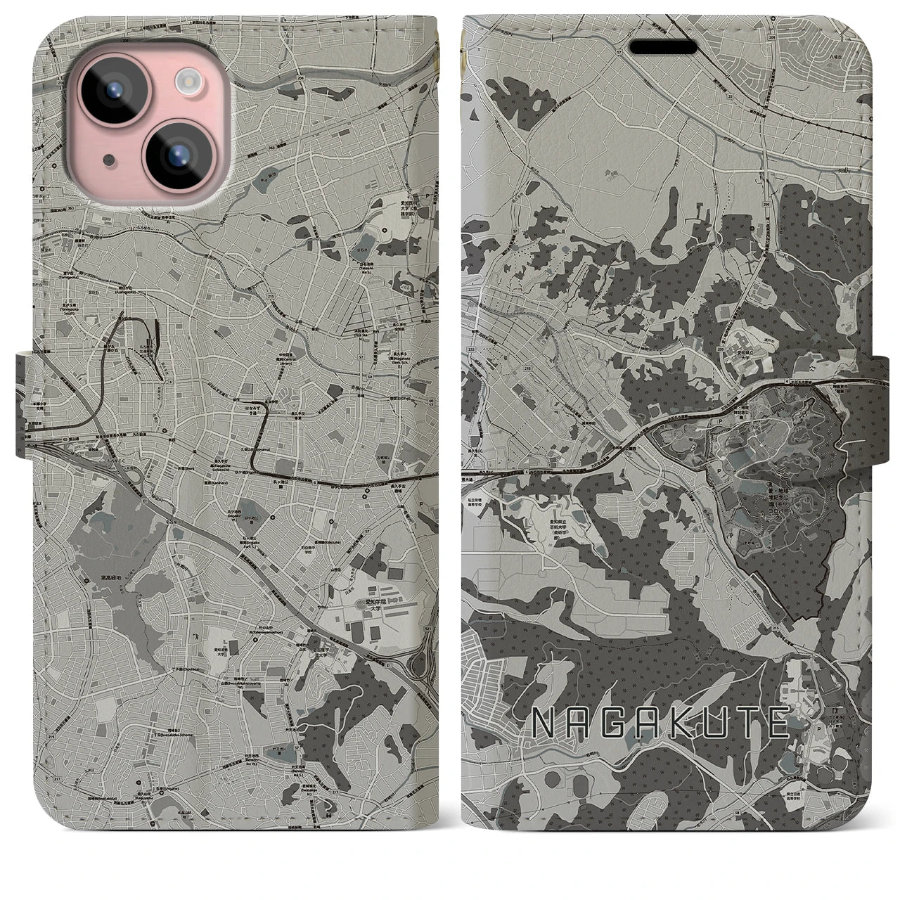 【長久手(愛知県)】地図柄iPhoneケース(手帳タイプ)