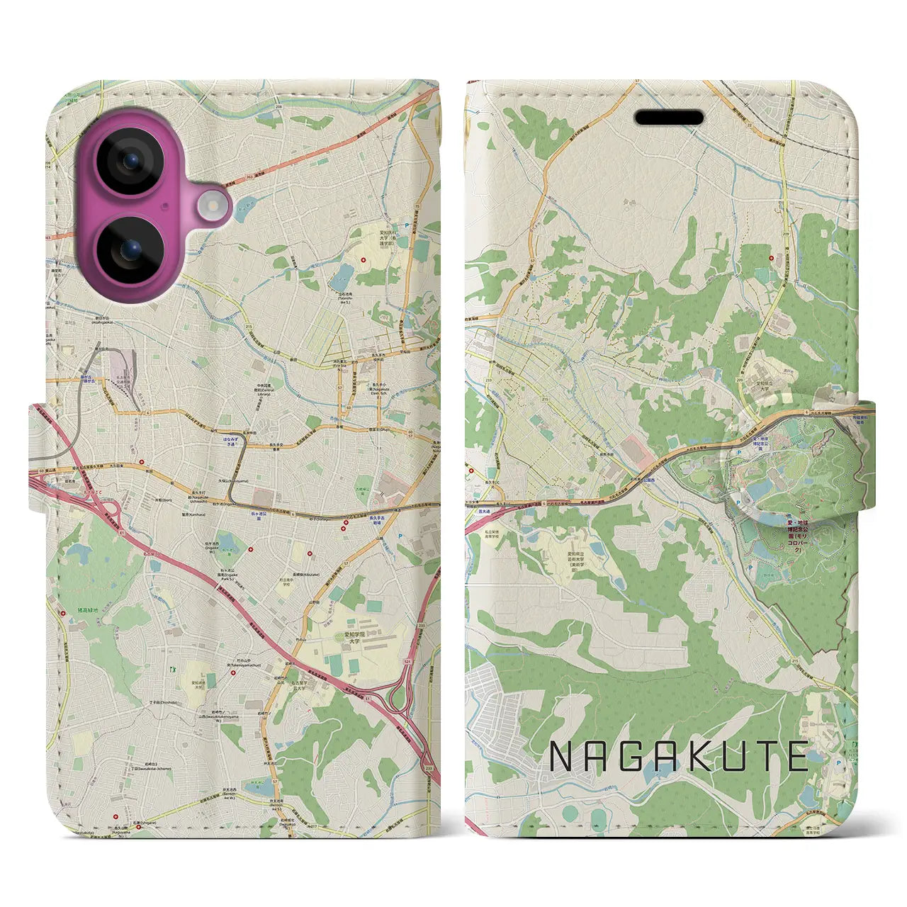 【長久手(愛知県)】地図柄iPhoneケース(手帳タイプ)