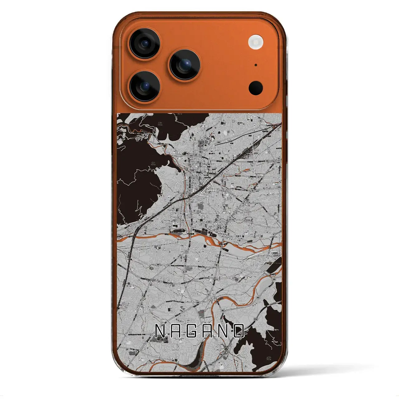 【長野(長野県)】地図柄iPhoneケース(クリアタイプ)モノトーン・iPhone 17 Pro Max 用