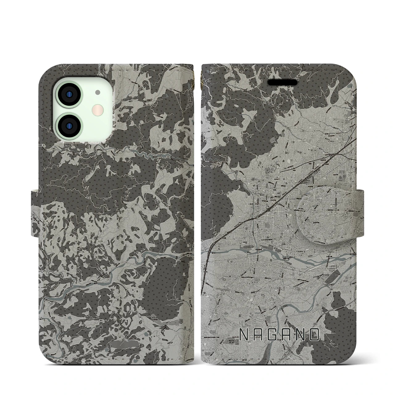 【長野(長野県)】地図柄iPhoneケース(手帳タイプ)