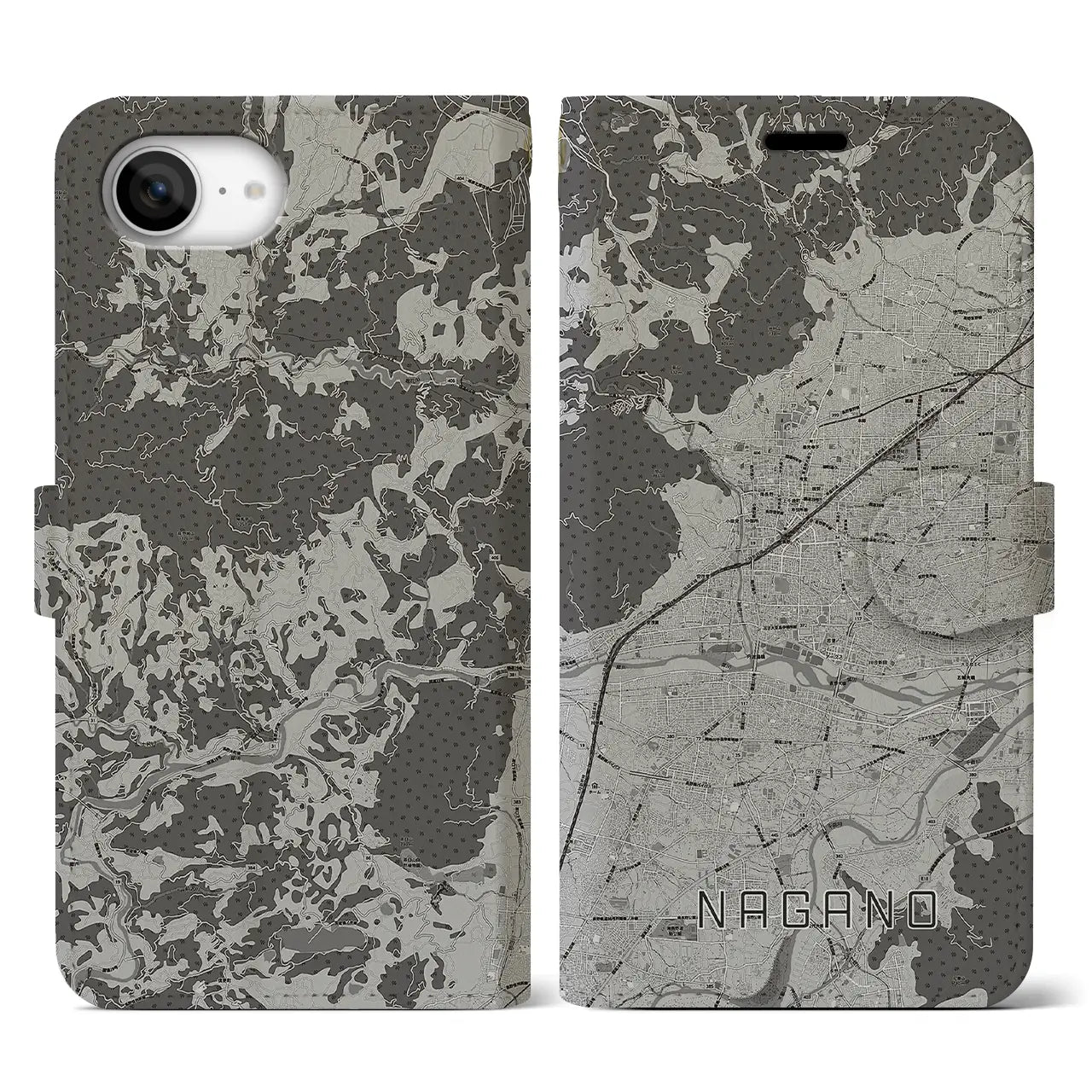 【長野(長野県)】地図柄iPhoneケース(手帳タイプ)