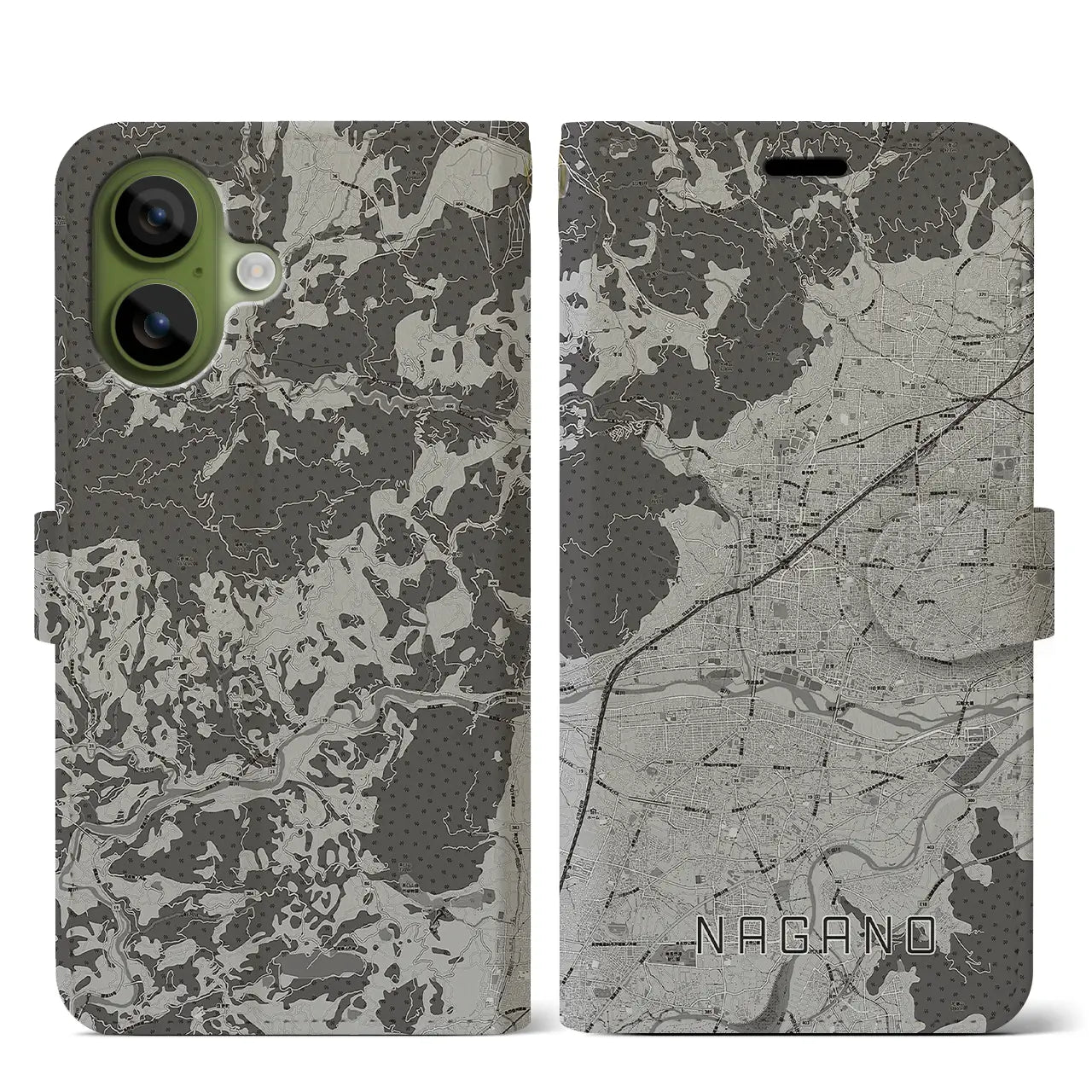 【長野(長野県)】地図柄iPhoneケース(手帳タイプ)