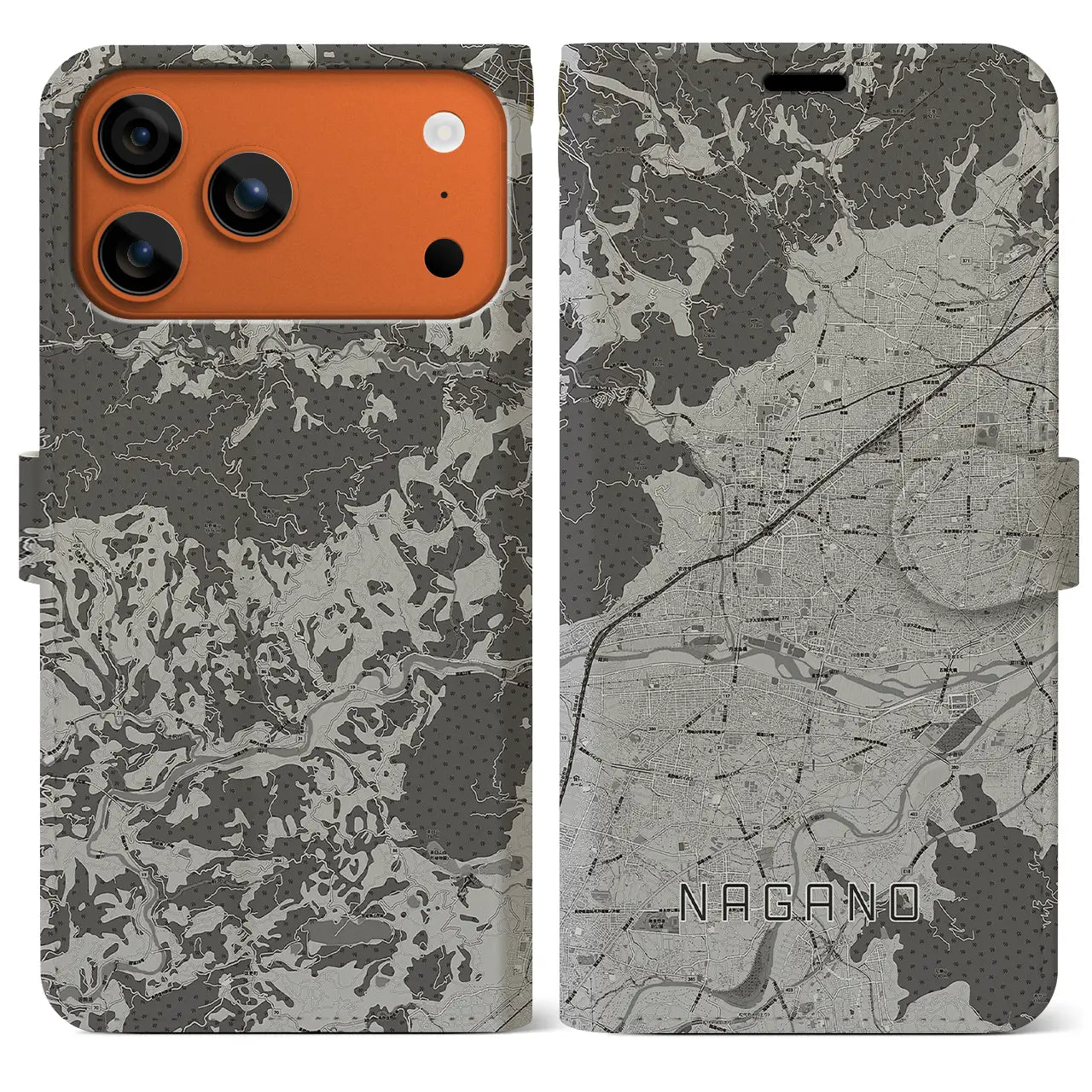 【長野(長野県)】地図柄iPhoneケース(手帳タイプ)