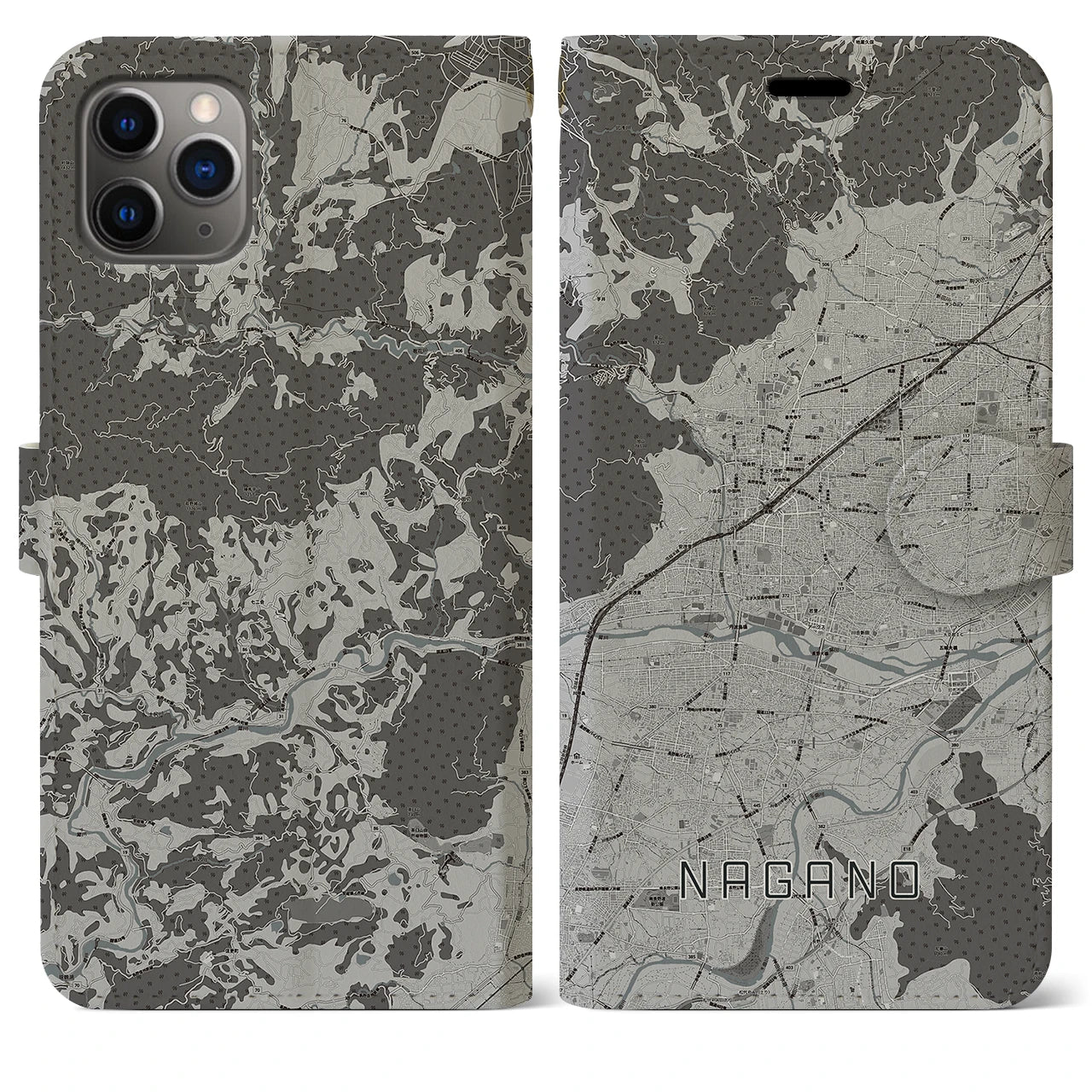 【長野(長野県)】地図柄iPhoneケース(手帳タイプ)