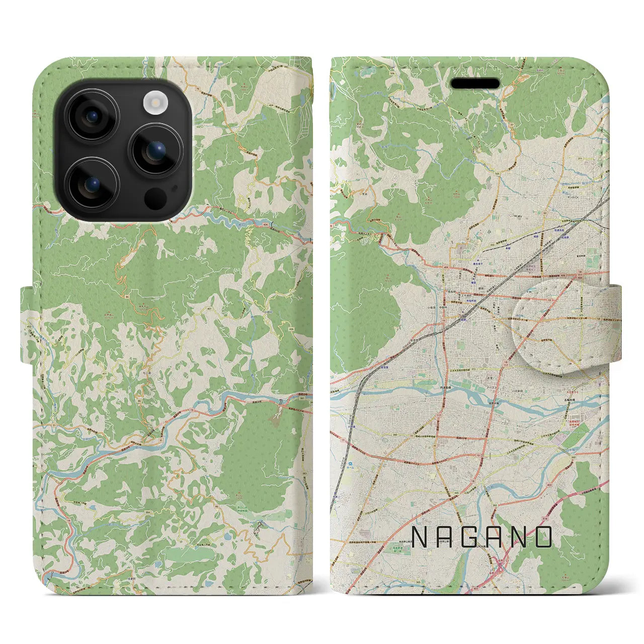 【長野(長野県)】地図柄iPhoneケース(手帳タイプ)