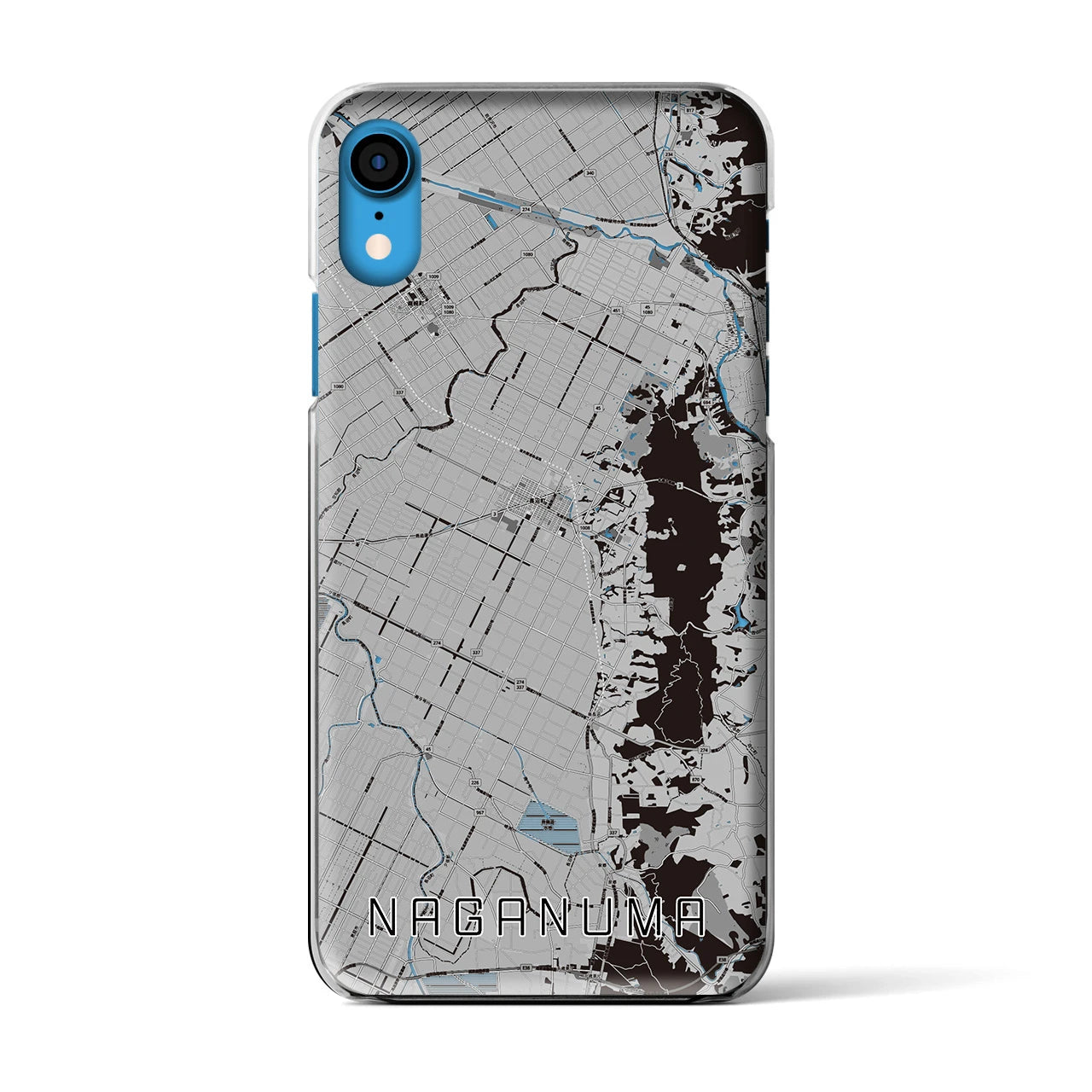 【長沼(北海道)】地図柄iPhoneケース(クリアタイプ)モノトーン・iPhone XR 用