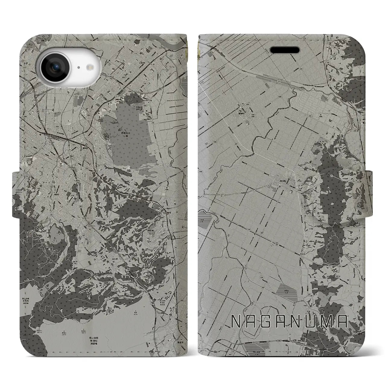【長沼(北海道)】地図柄iPhoneケース(手帳タイプ)
