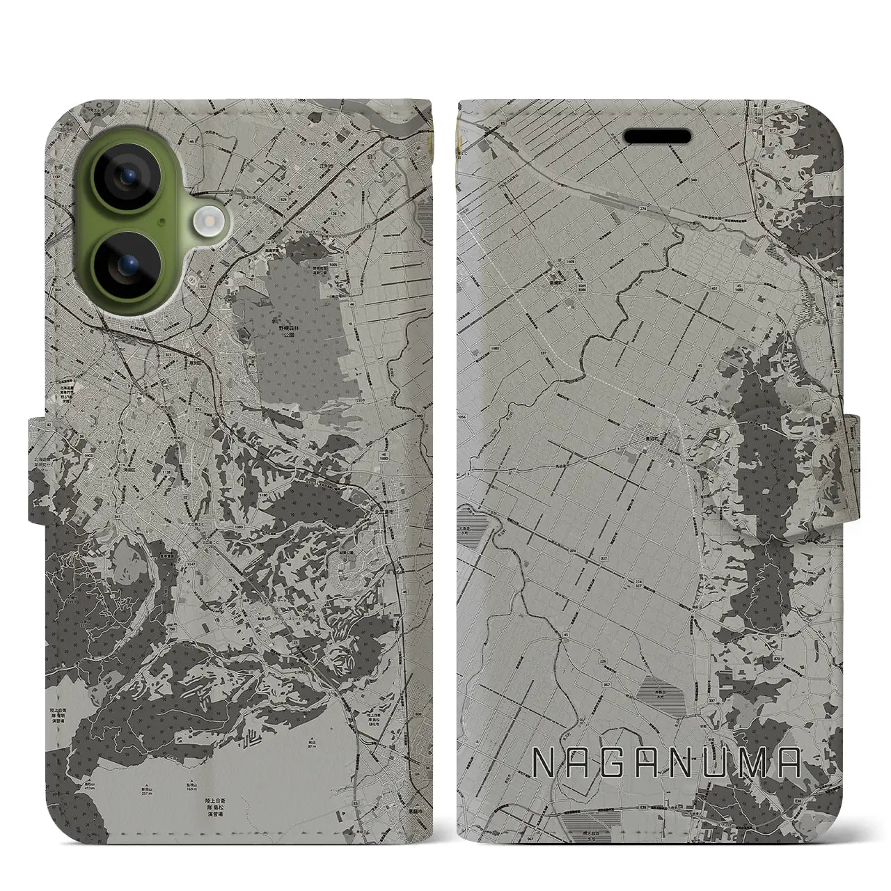 【長沼(北海道)】地図柄iPhoneケース(手帳タイプ)