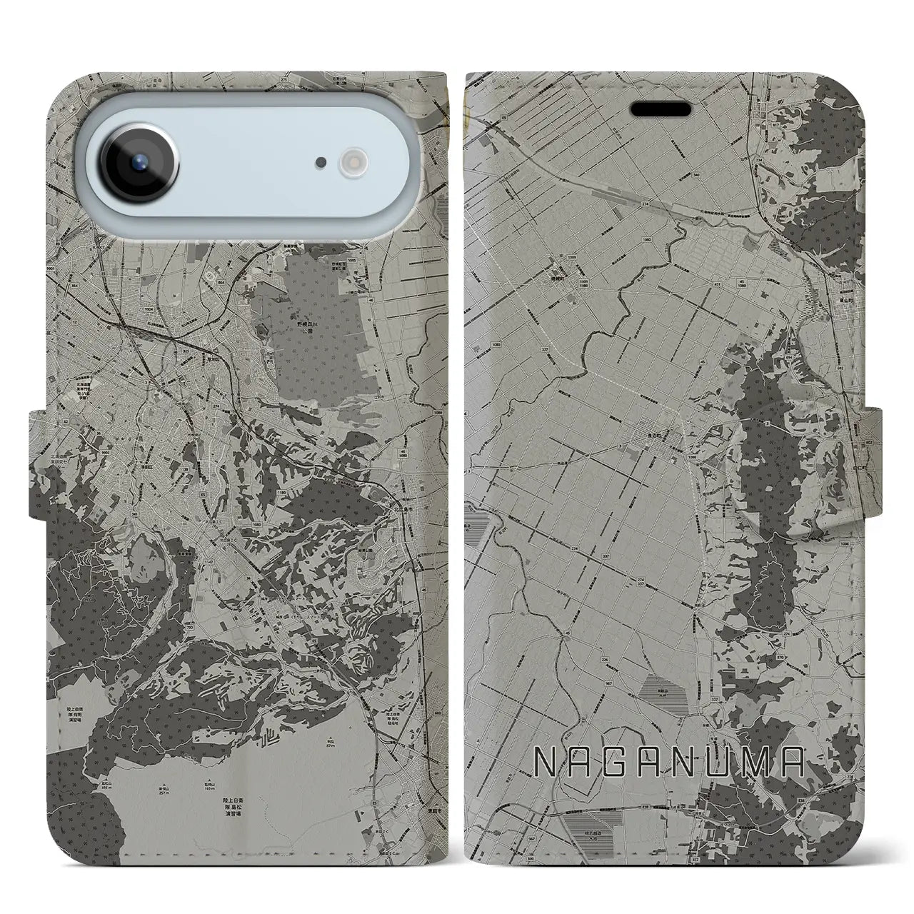 【長沼(北海道)】地図柄iPhoneケース(手帳タイプ)