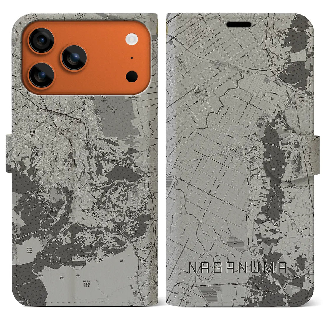 【長沼(北海道)】地図柄iPhoneケース(手帳タイプ)