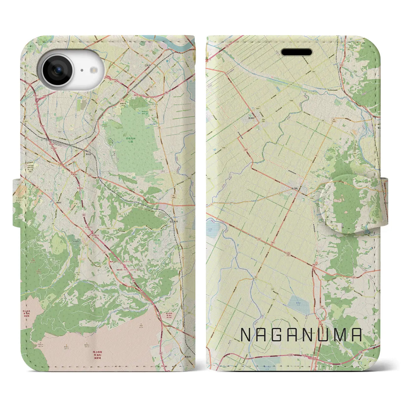 【長沼(北海道)】地図柄iPhoneケース(手帳タイプ)