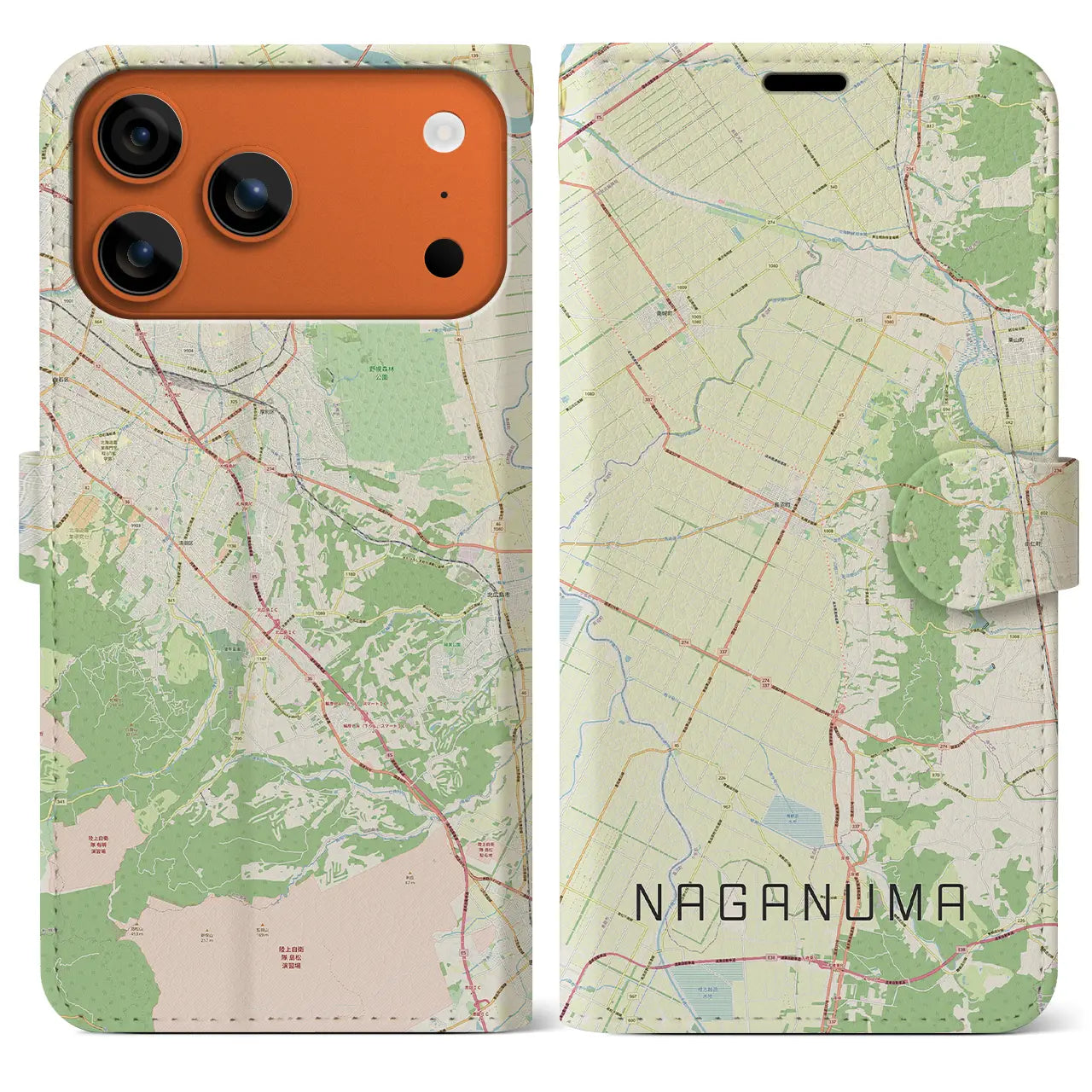 【長沼(北海道)】地図柄iPhoneケース(手帳タイプ)