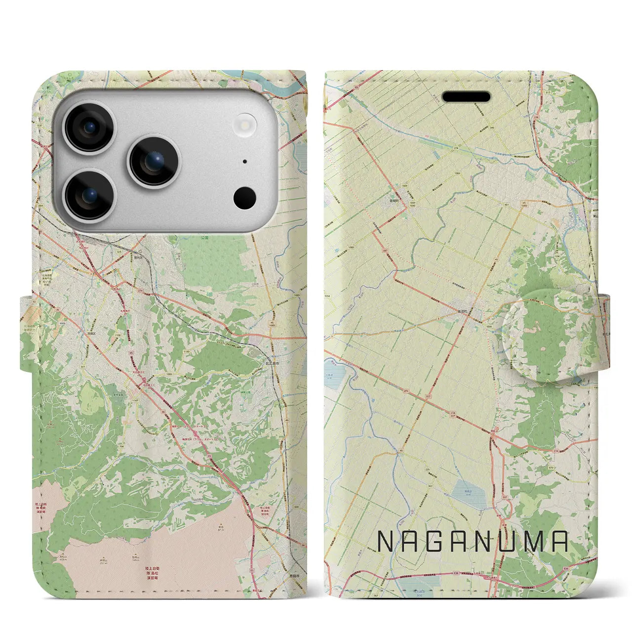 【長沼(北海道)】地図柄iPhoneケース(手帳タイプ)