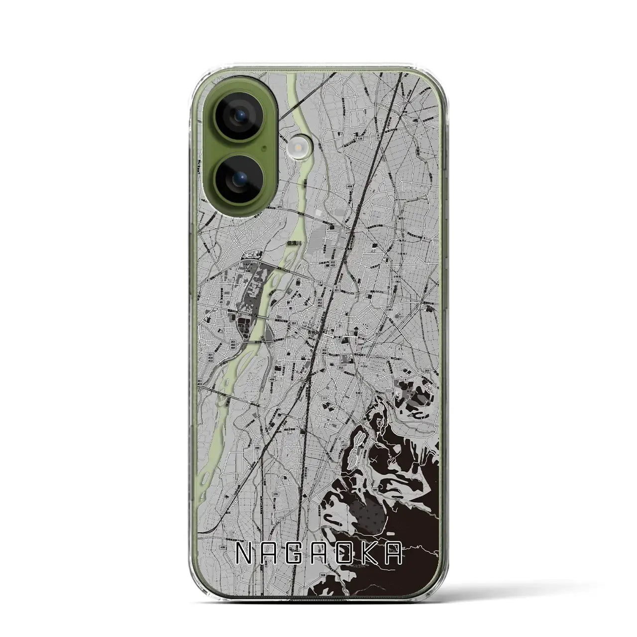 【長岡(新潟県)】地図柄iPhoneケース(クリアタイプ)モノトーン・iPhone 17 Pro Max 用