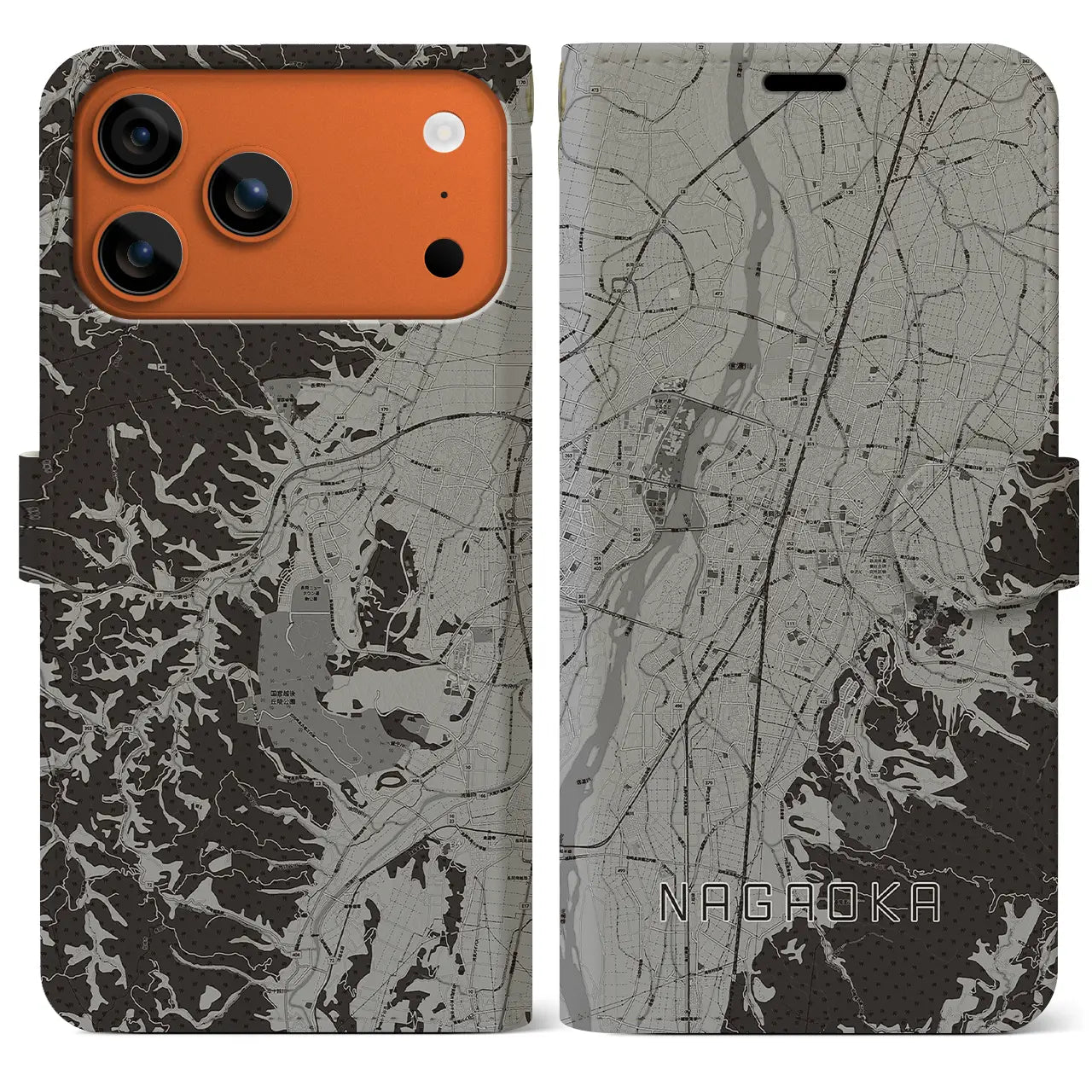 【長岡(新潟県)】地図柄iPhoneケース(手帳タイプ)