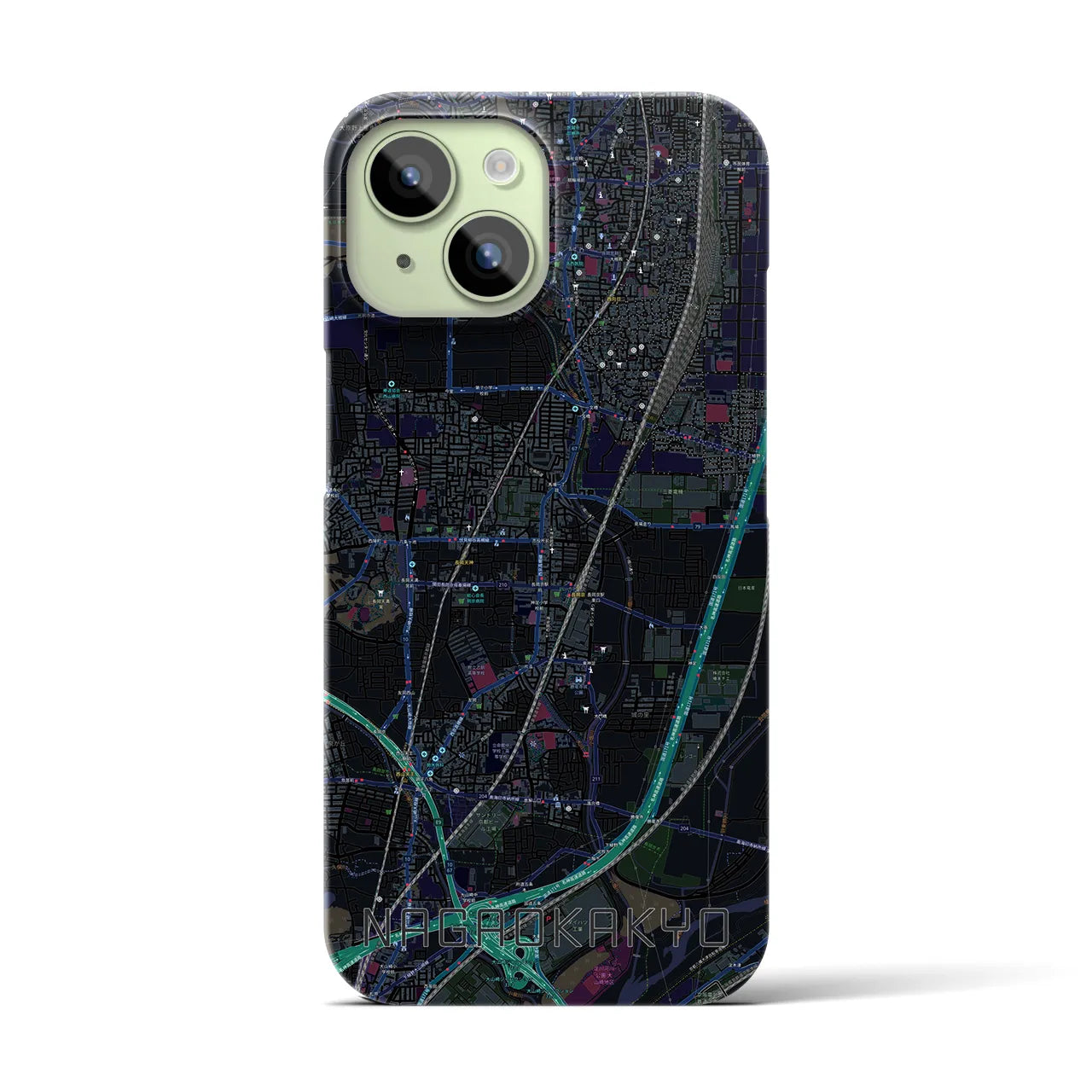 【長岡京(京都府)】地図柄iPhoneケース(バックカバータイプ)