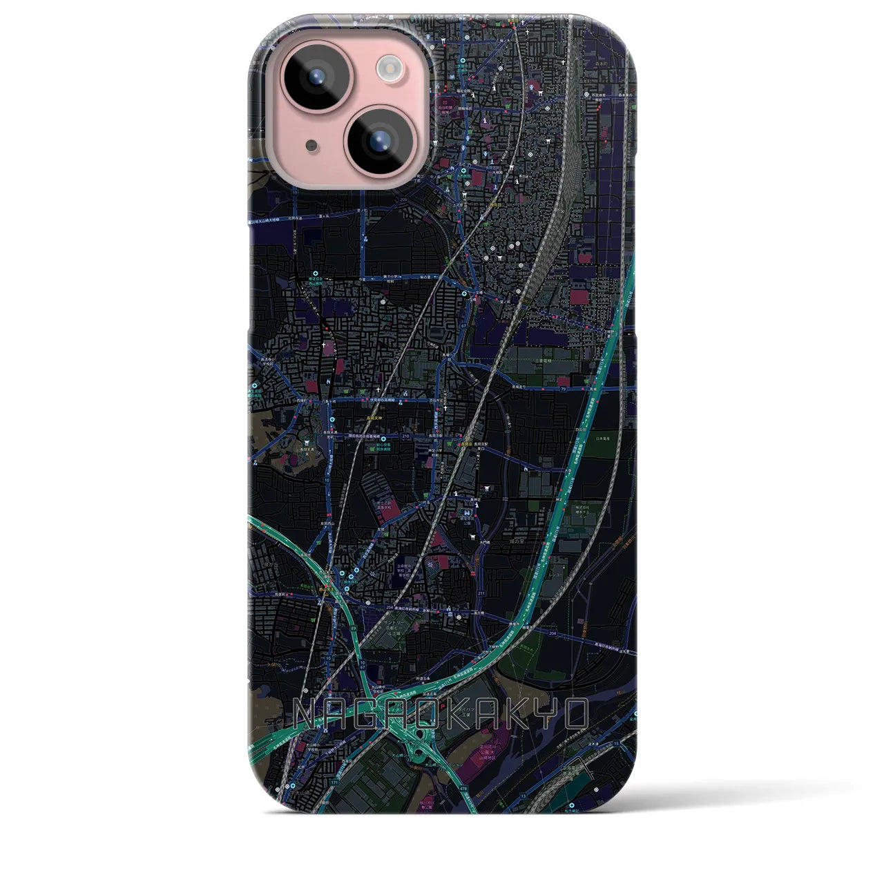 【長岡京(京都府)】地図柄iPhoneケース(バックカバータイプ)