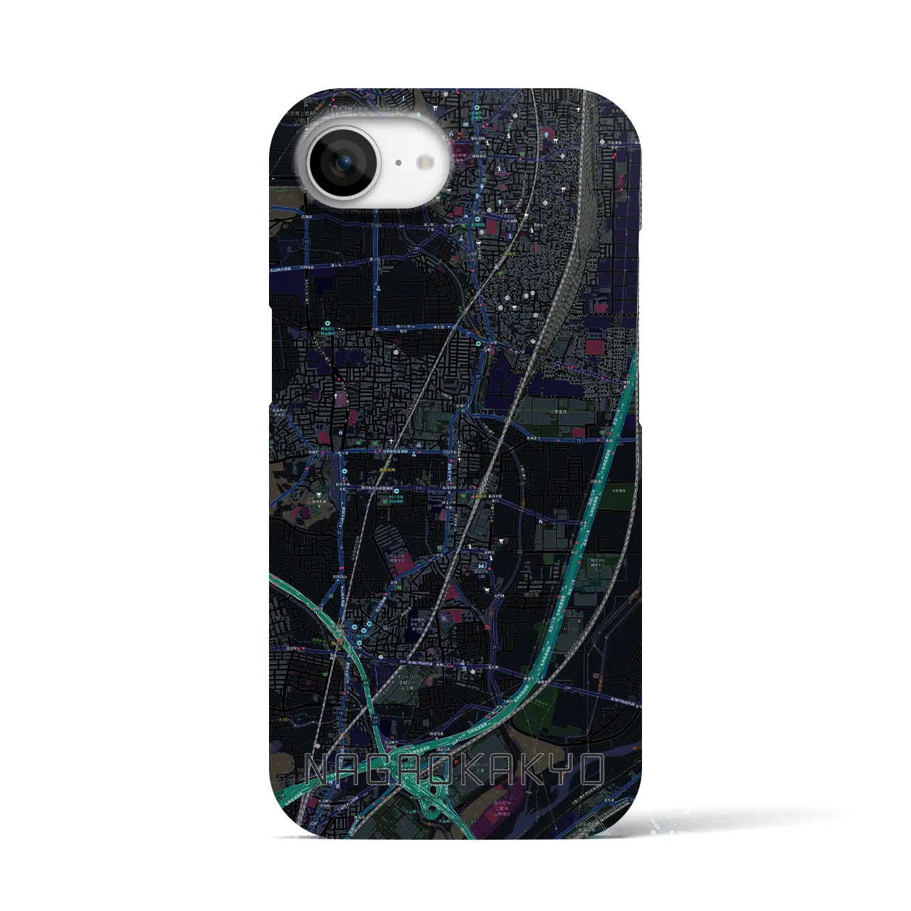 【長岡京(京都府)】地図柄iPhoneケース(バックカバータイプ)