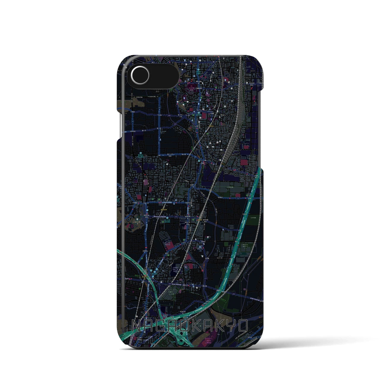 【長岡京(京都府)】地図柄iPhoneケース(バックカバータイプ)