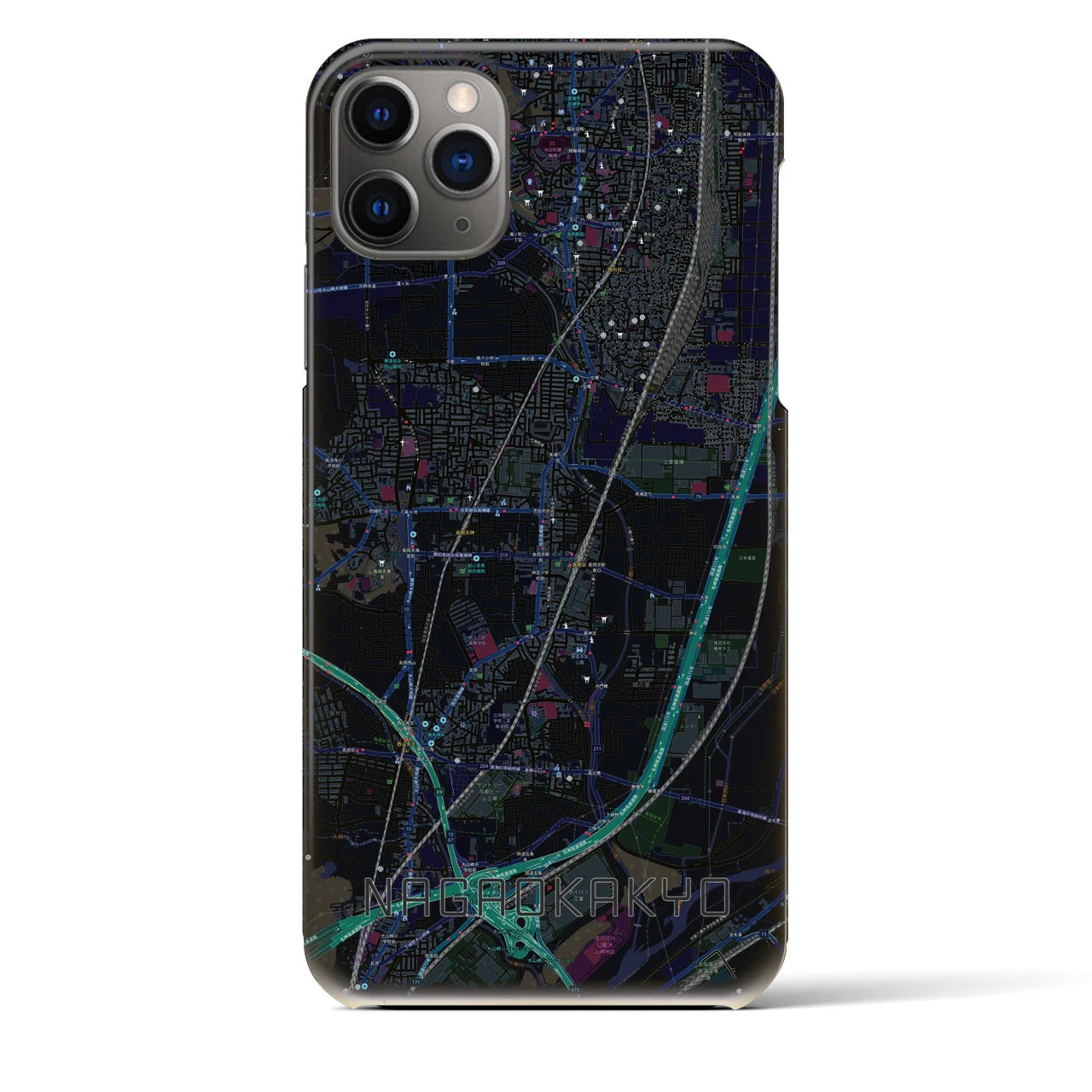 【長岡京(京都府)】地図柄iPhoneケース(バックカバータイプ)