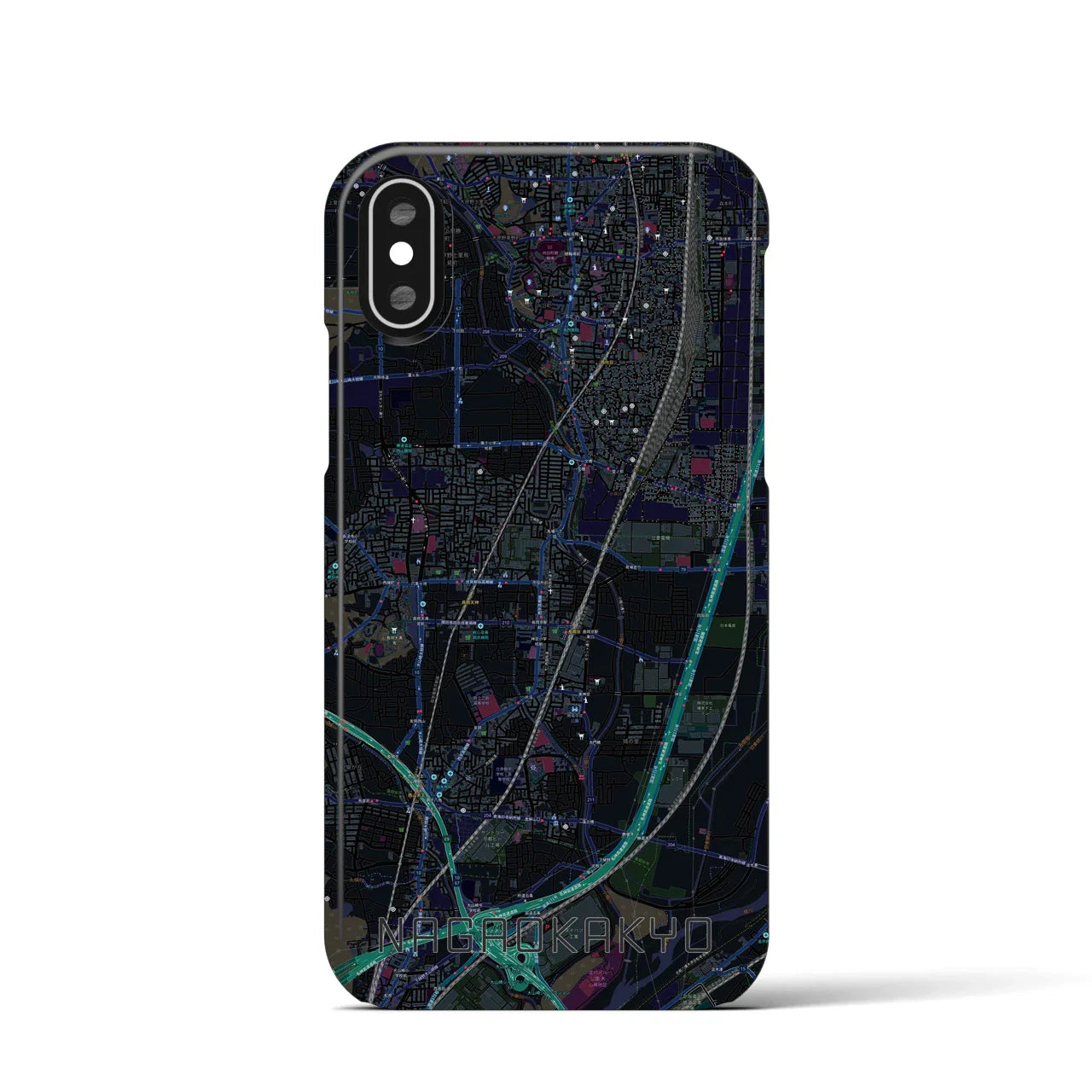 【長岡京(京都府)】地図柄iPhoneケース(バックカバータイプ)