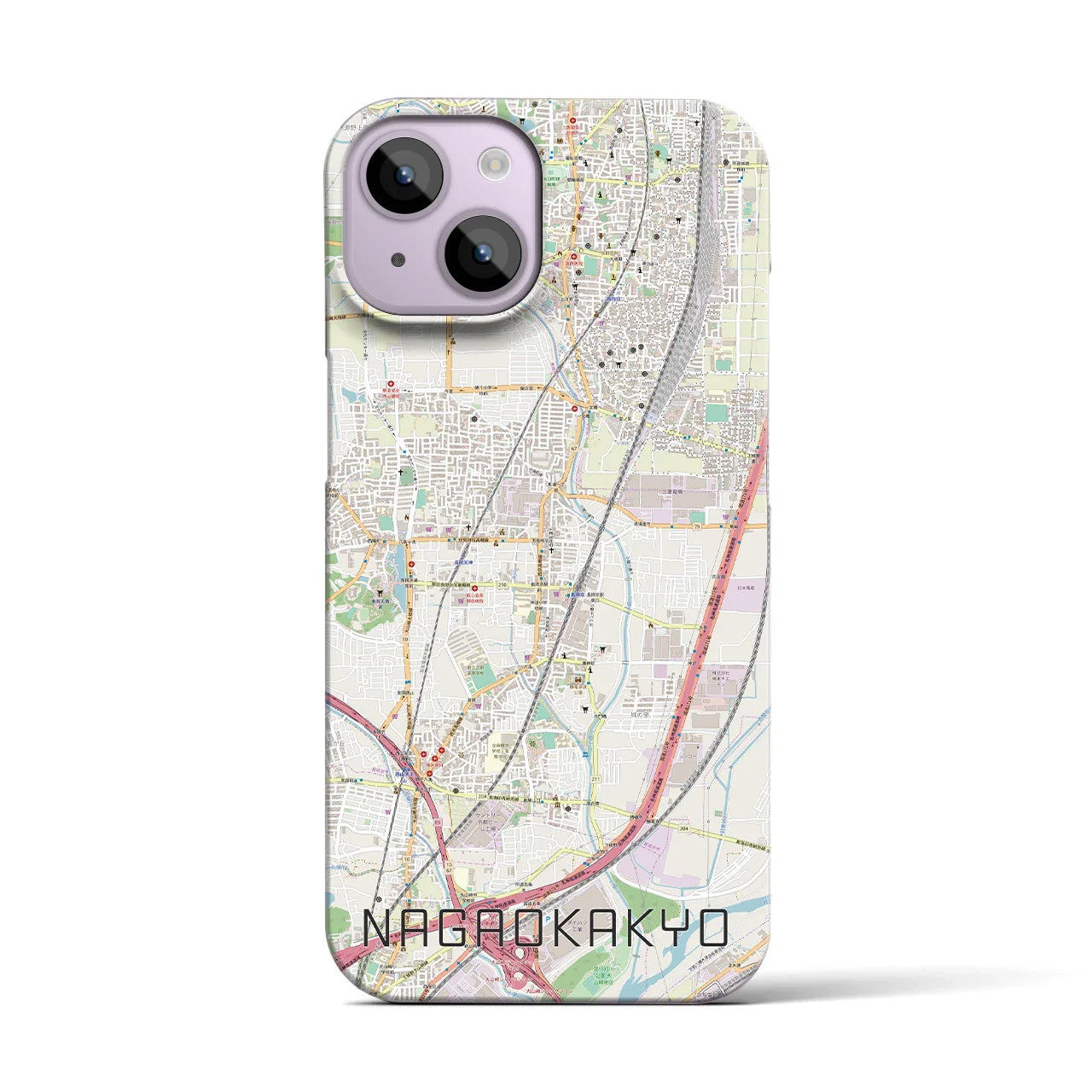 【長岡京(京都府)】地図柄iPhoneケース(バックカバータイプ)