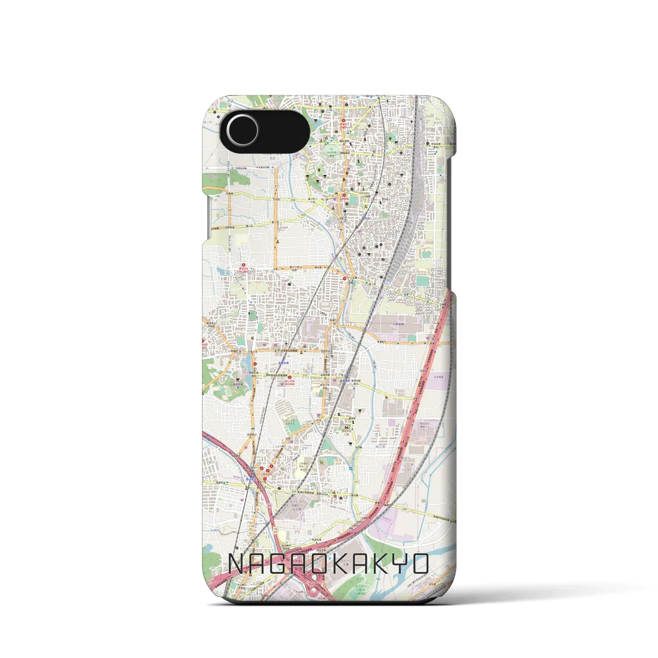 【長岡京(京都府)】地図柄iPhoneケース(バックカバータイプ)