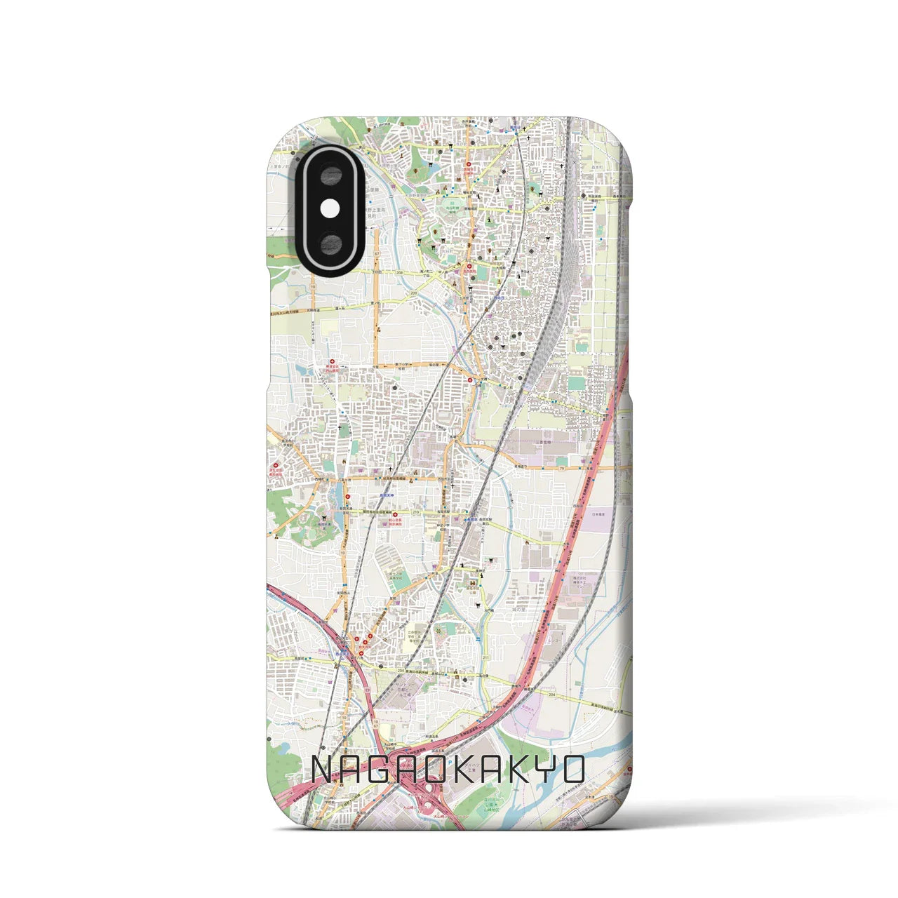 【長岡京(京都府)】地図柄iPhoneケース(バックカバータイプ)
